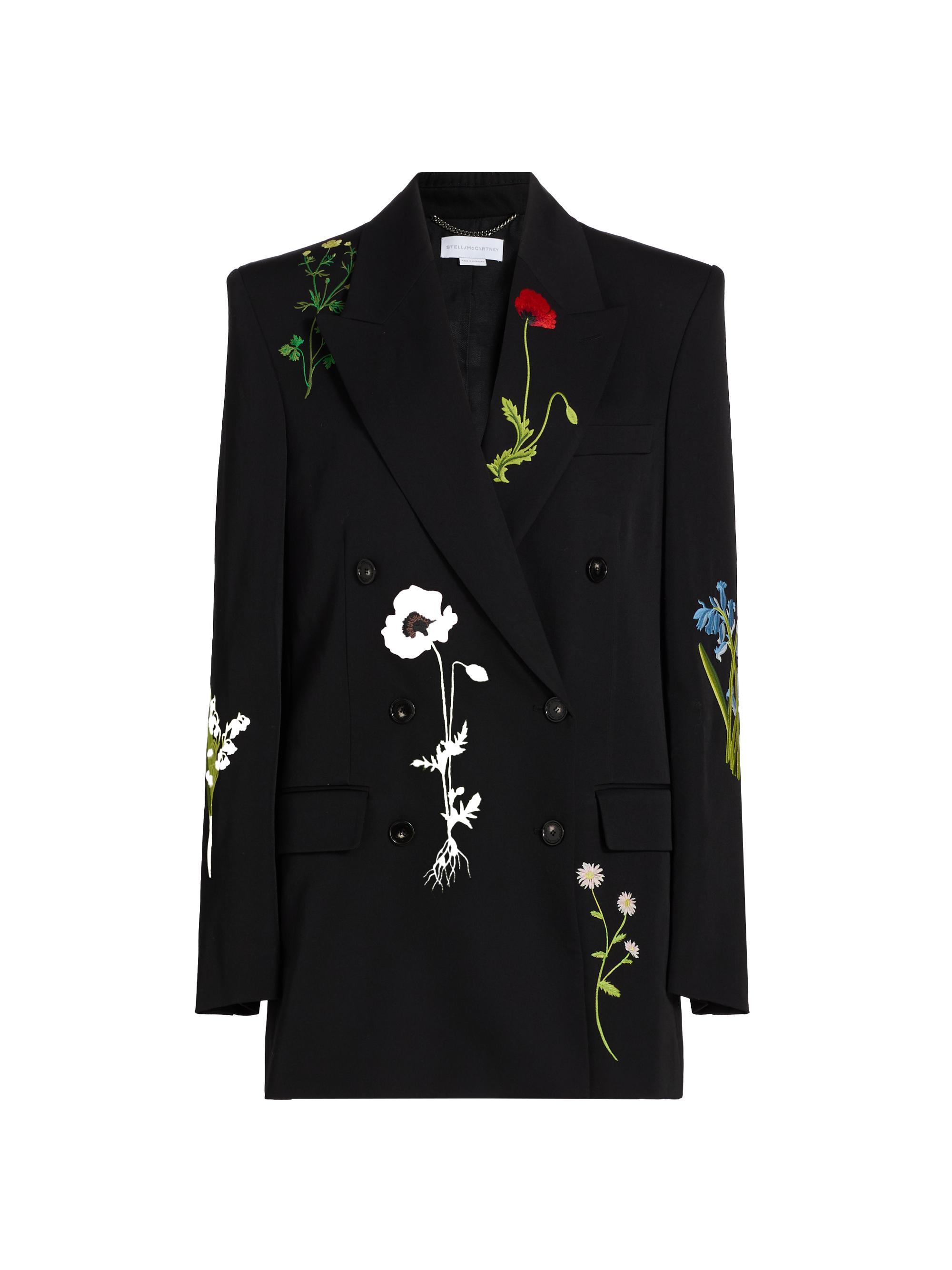 Stella McCartney Women's Floral Embroidered Boyfriend Blazer - Black