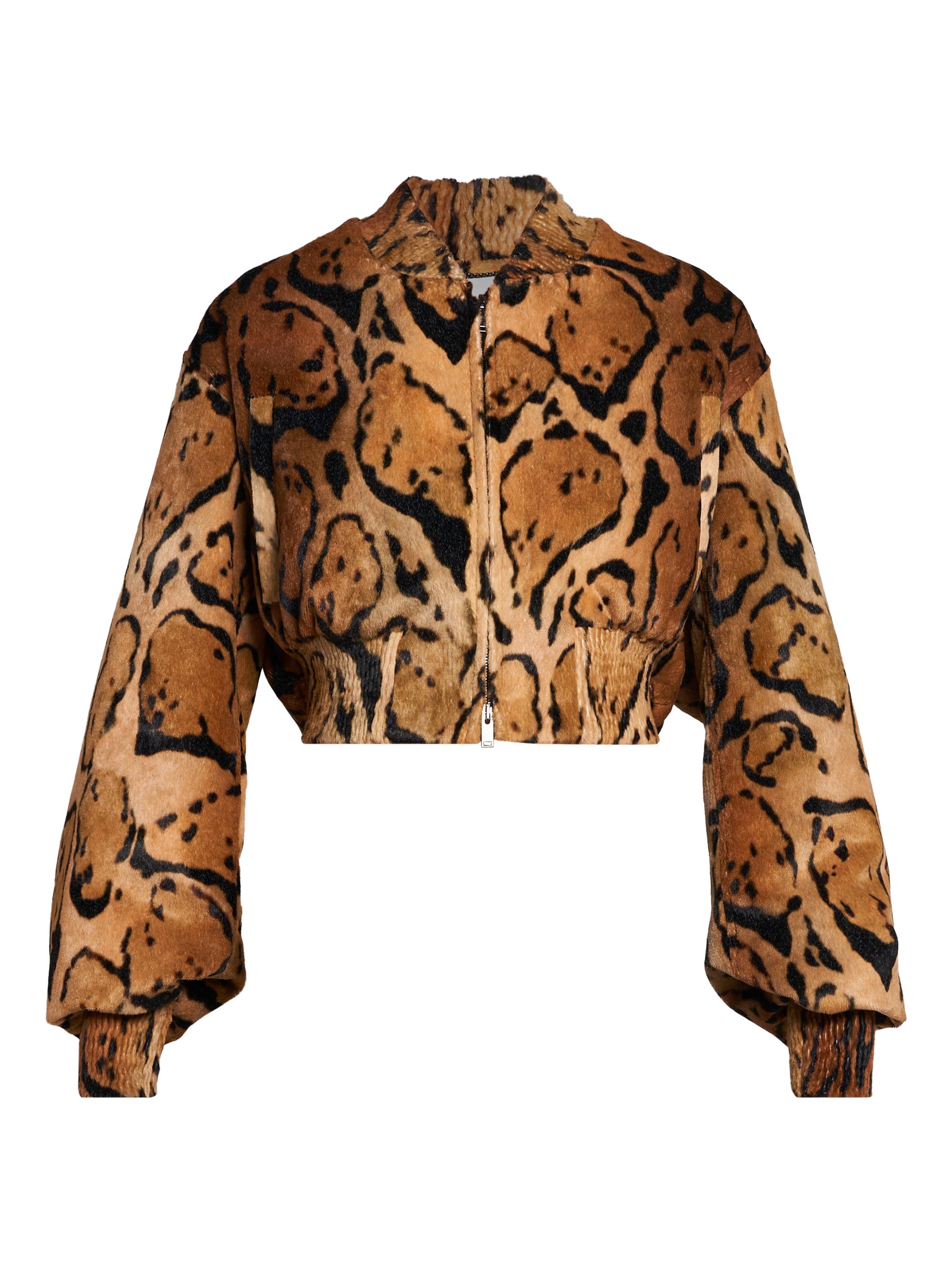 Stella McCartney Women's Cloud Leopard Velvet Bomber Jacket - Brown Multi