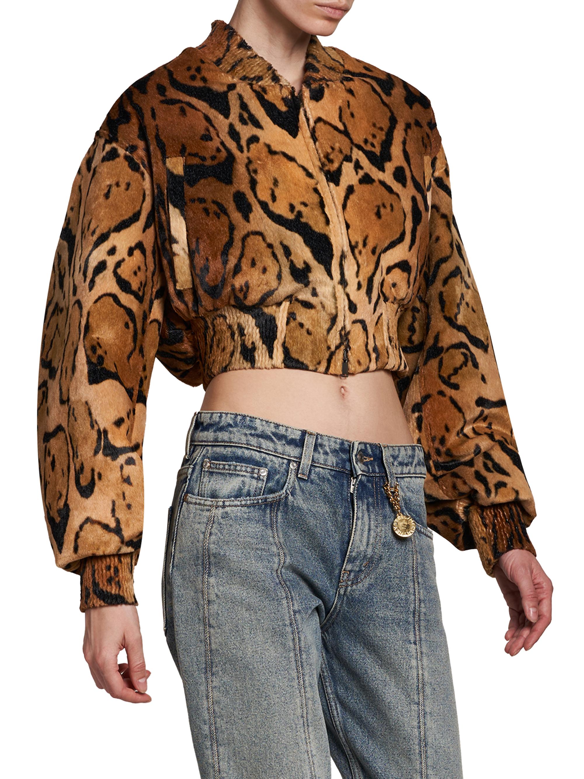 Stella McCartney Cloud Leopard Velvet Bomber Jacket | Saks Fifth