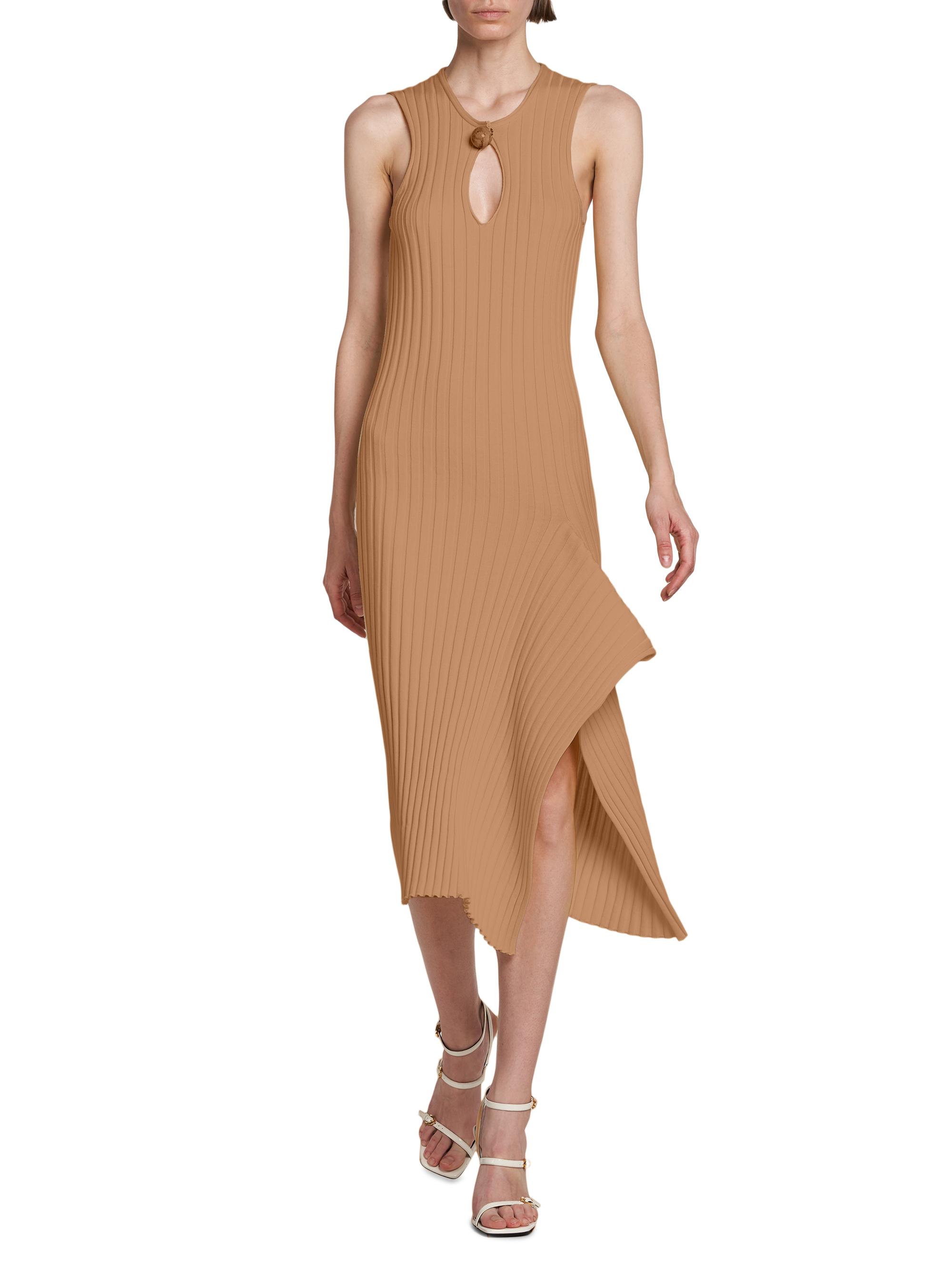 asymmetrical twist knit midi dress Asymmetric Gathered Midi Dress - Black