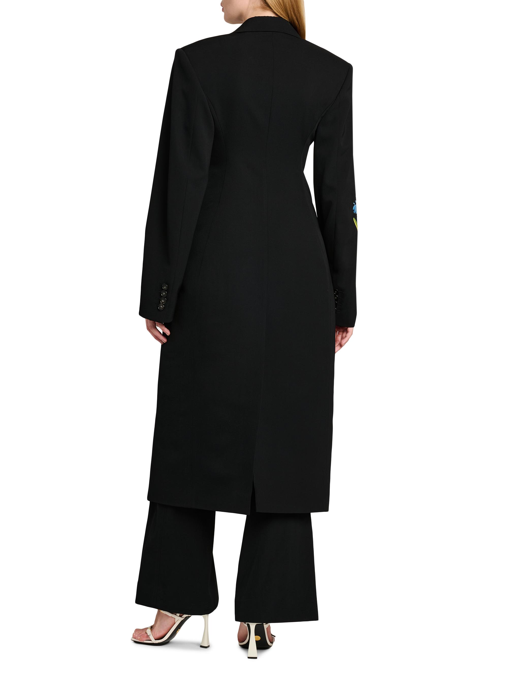 STELLA McCARTNEY コート36 黒 Stella McCartney Flower-Embroidered Wool Double-Breasted Coat