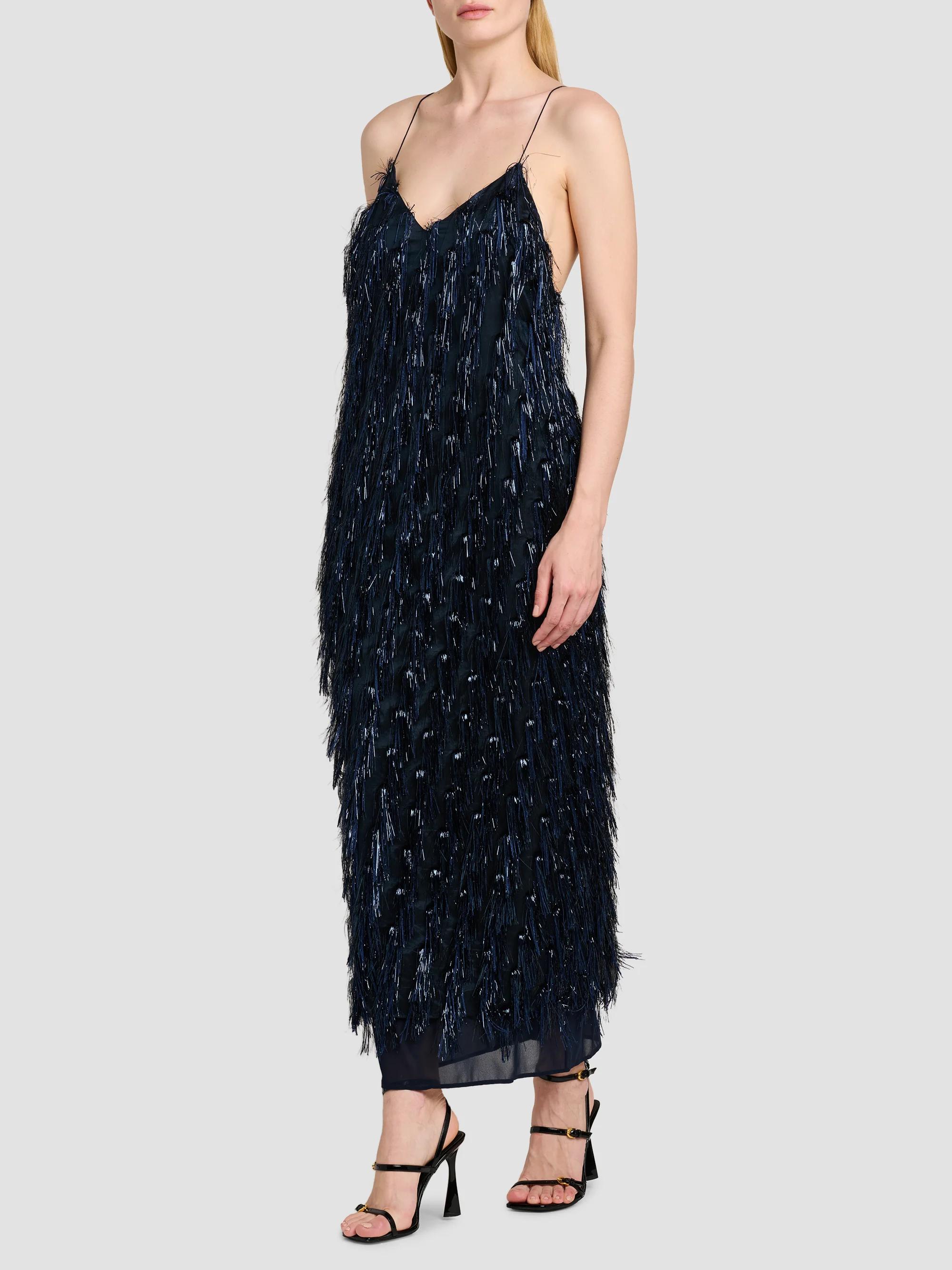 Stella McCartney Metallic Tinsel Midi-Slipdress | Saks Fifth Avenue