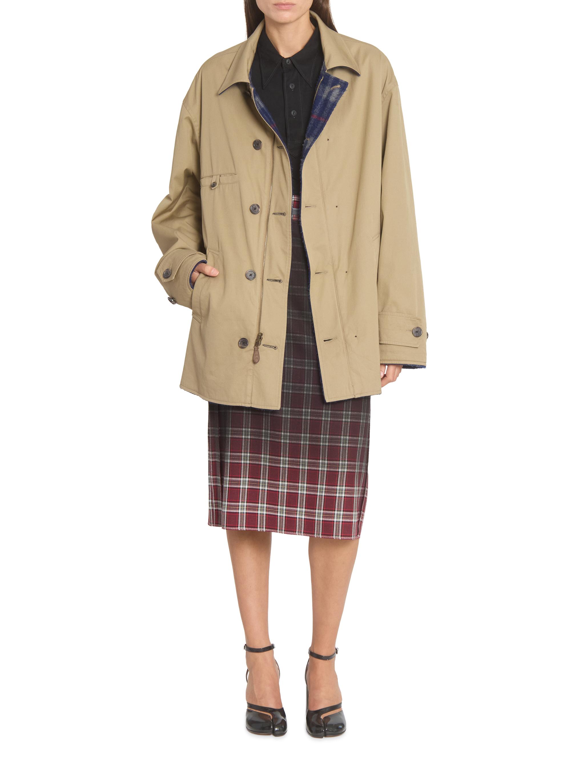 Maison Margiela Women's Reversible Short Trench Coat - Beige Blue