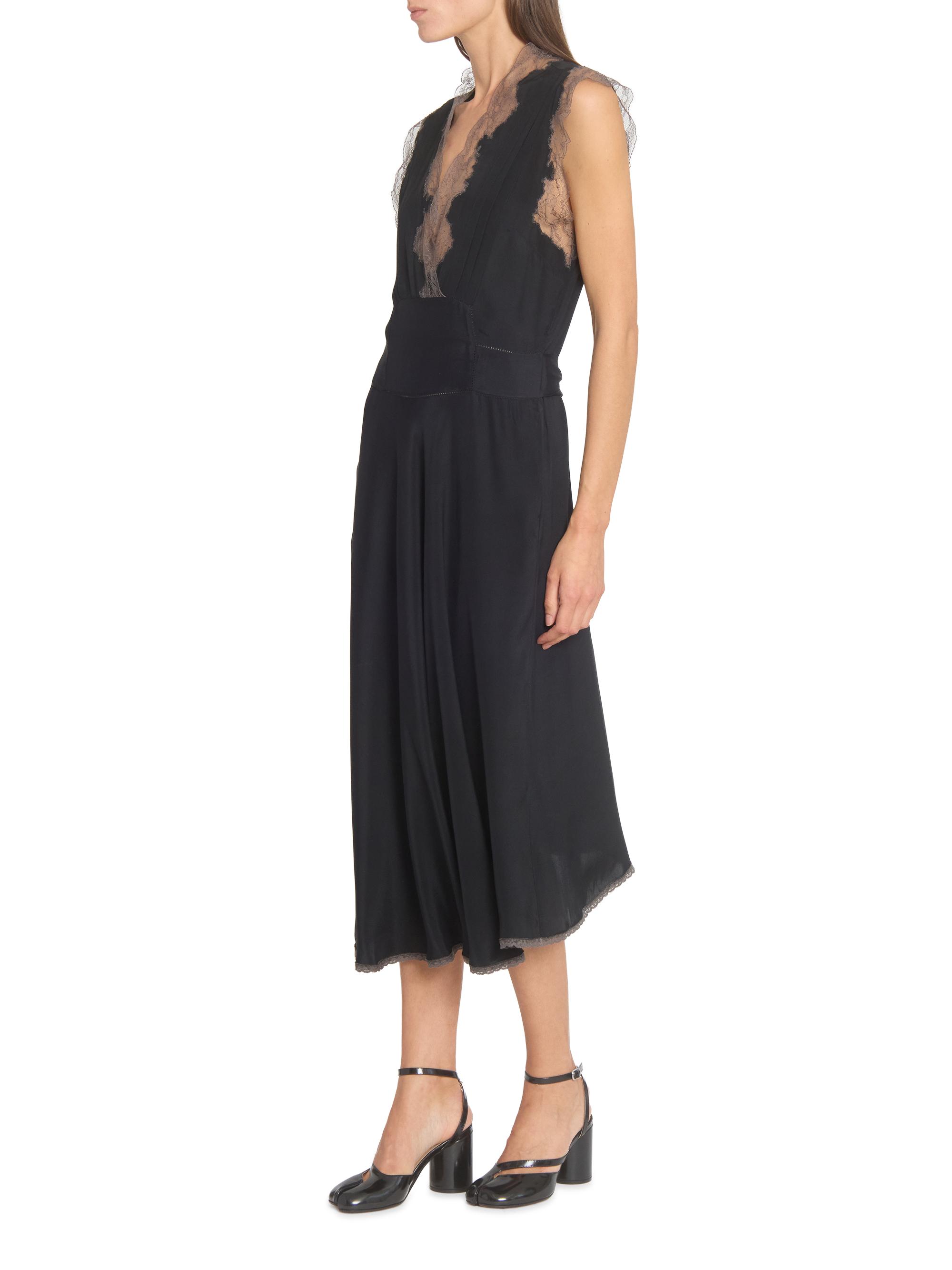 Maison Margiela Lace-Trimmed Matte Satin Midi-Dress | Saks Fifth Avenue