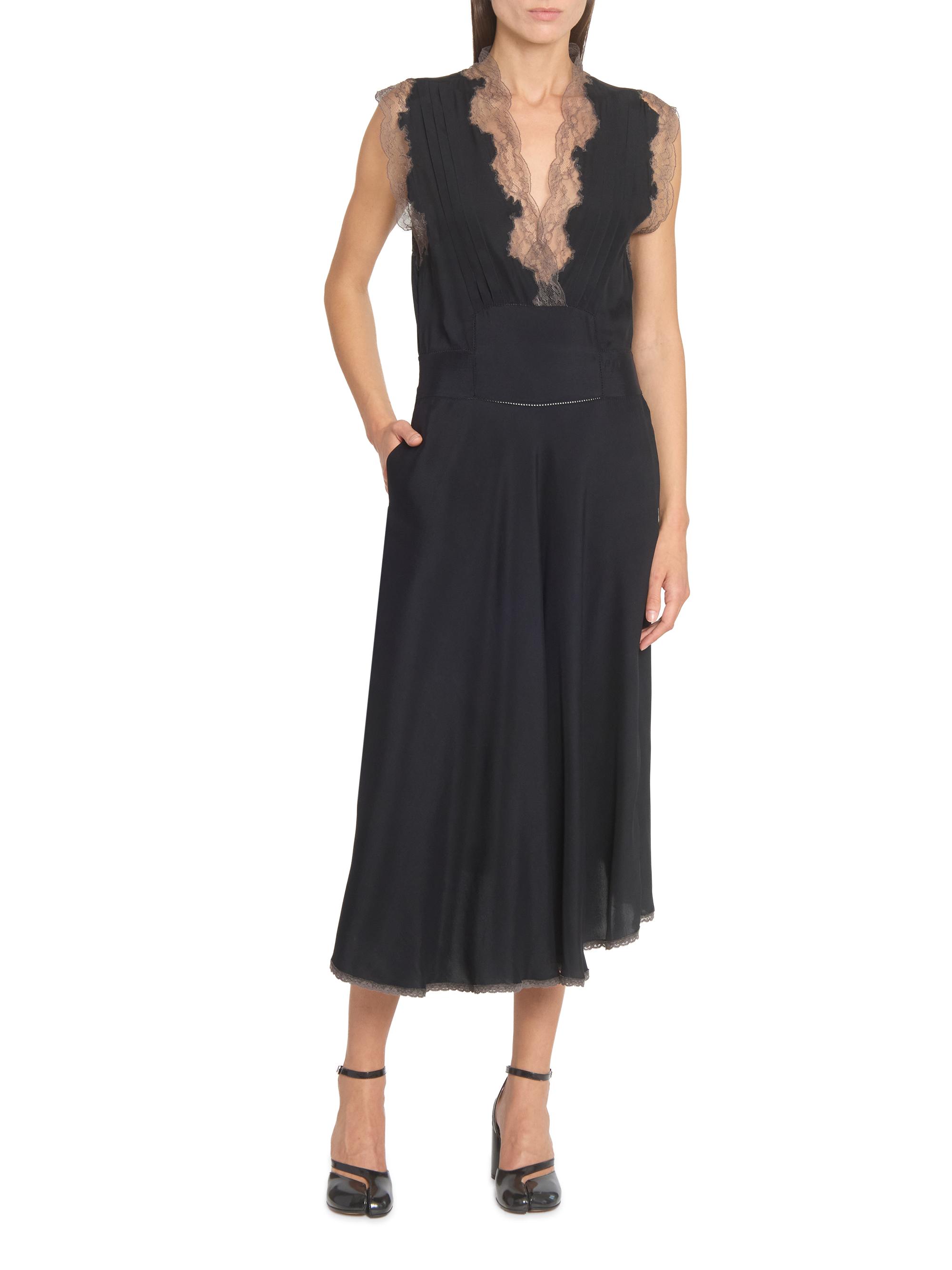 Maison Margiela, Silk Midi Dress, Woman, Black, Size: 38