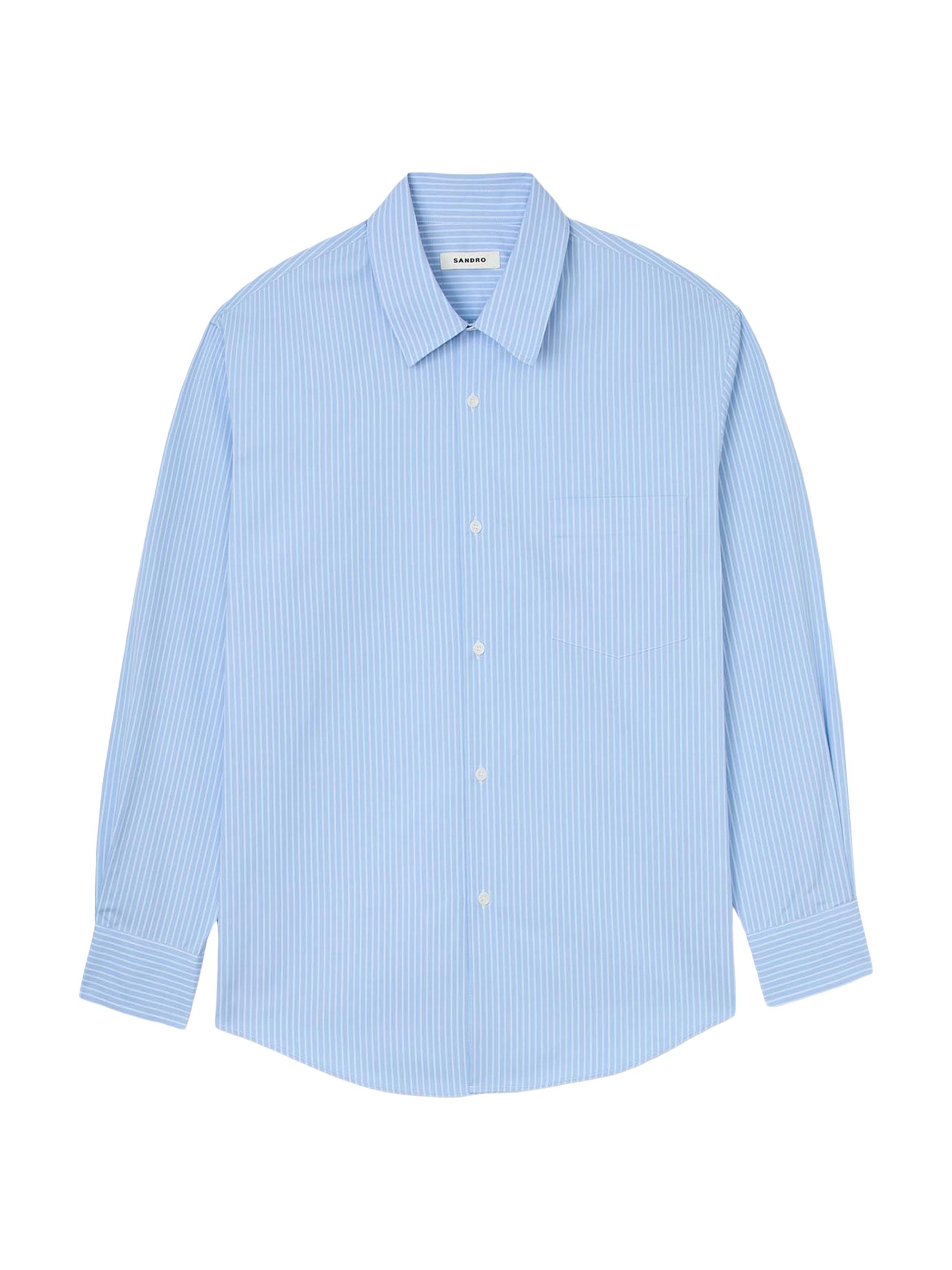 Sandro Men's Striped Shirt - Sky Blue