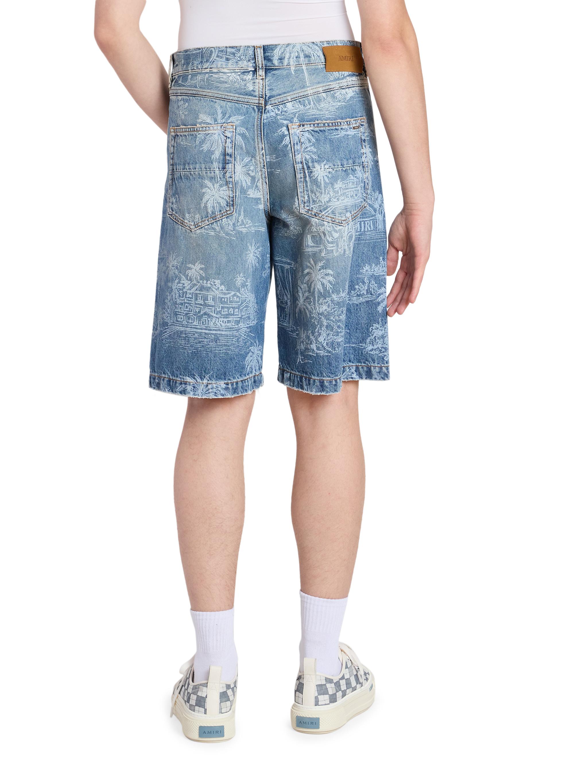 Amiri Chateau Palm Denim Shorts | Saks Fifth Avenue