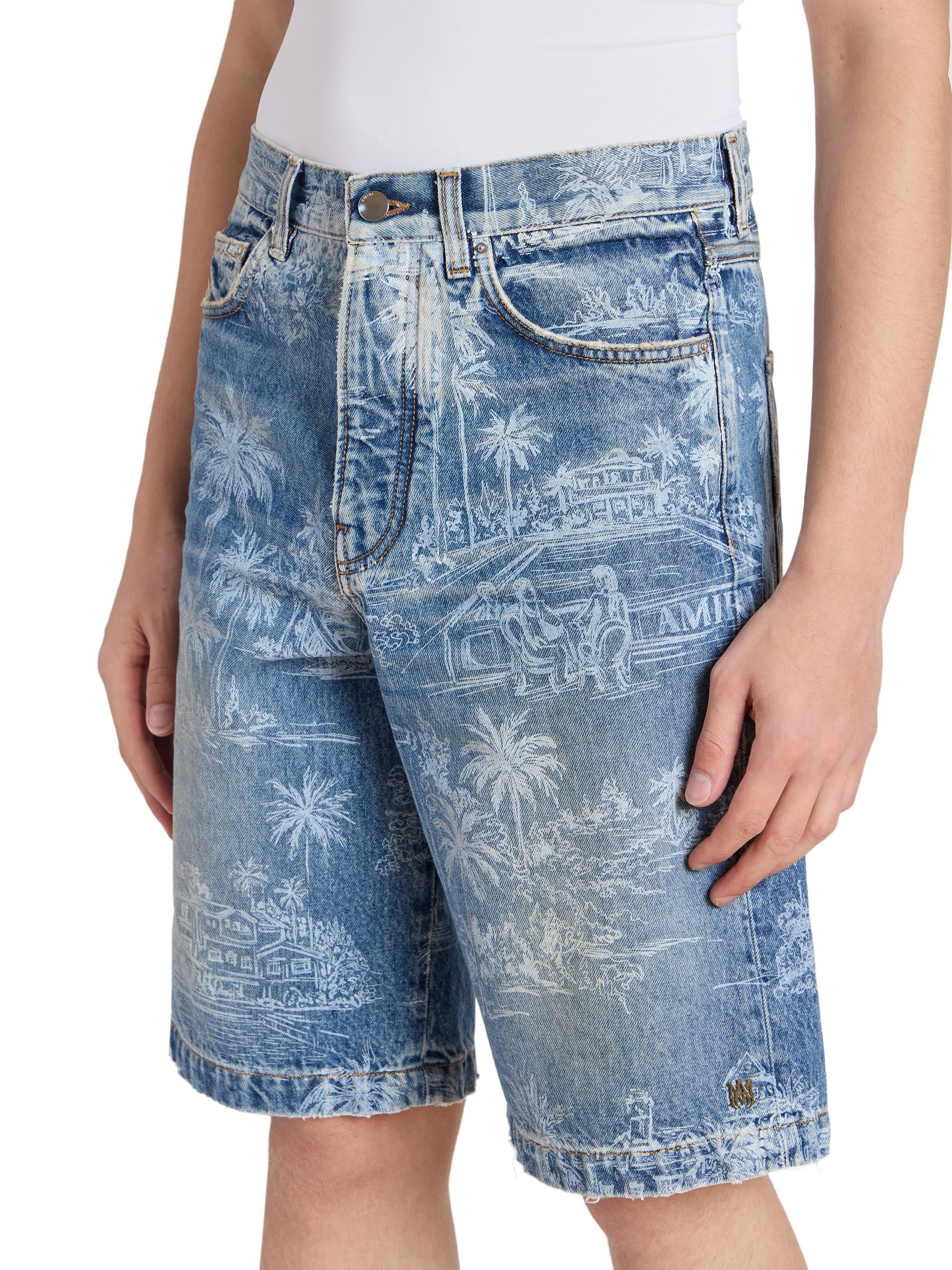Amiri Chateau Palm Denim Shorts | Saks Fifth Avenue