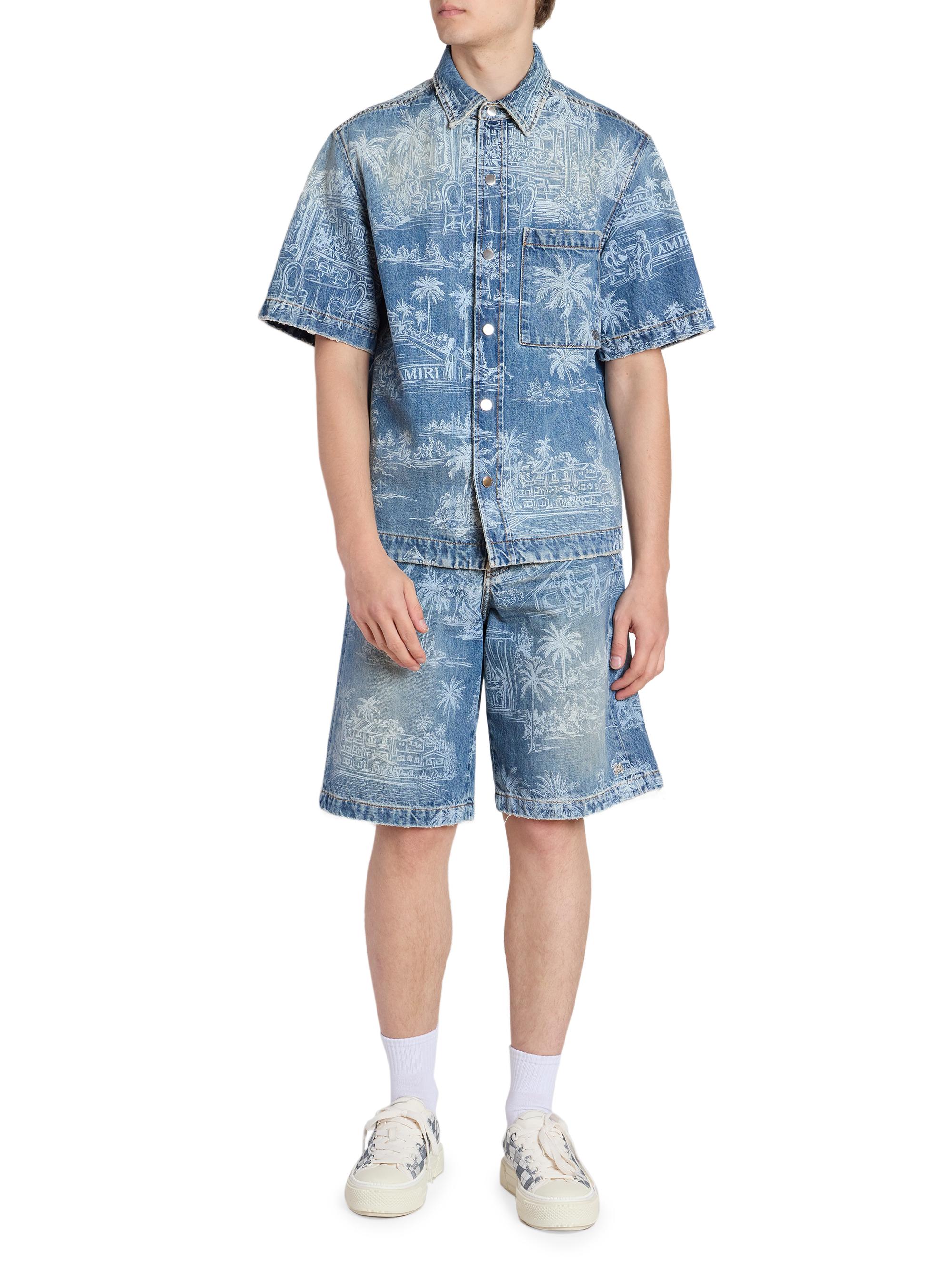 Amiri Chateau Palm Denim Shorts | Saks Fifth Avenue