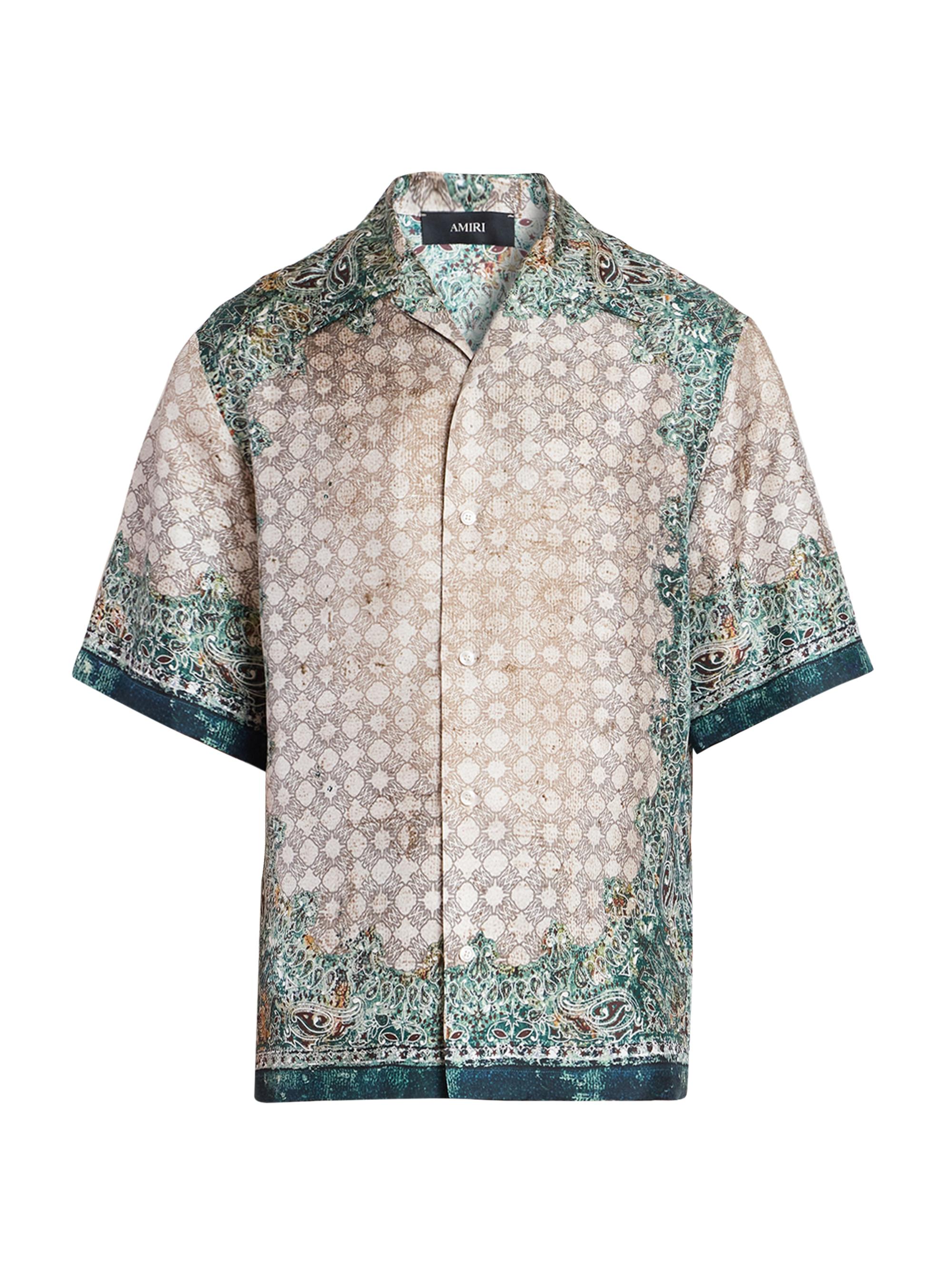 Amiri Men's Silk Bandana Bowling Shirt