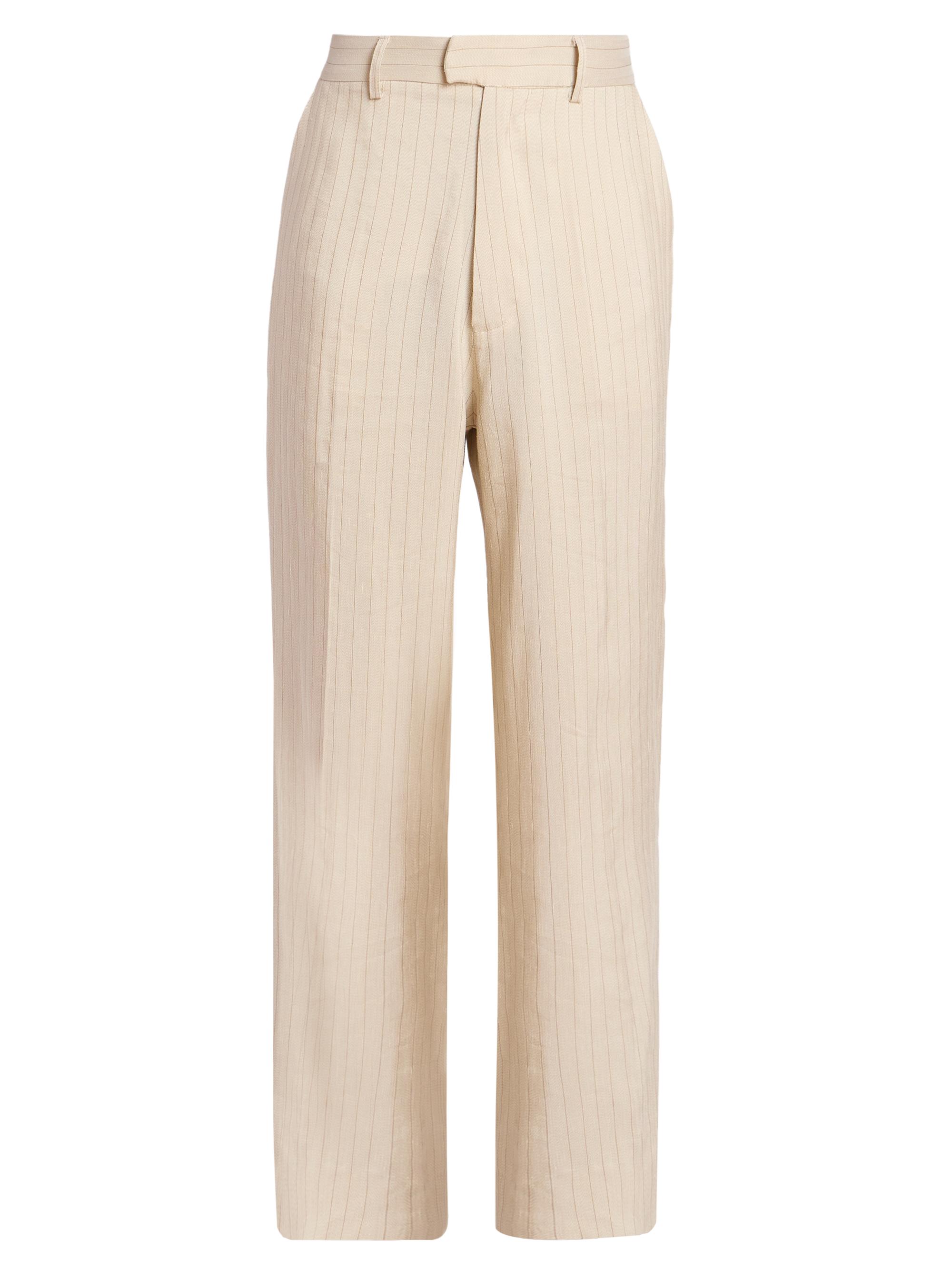 Amiri Men's Striped Linen-Blend Tailored Pants - Alabaster