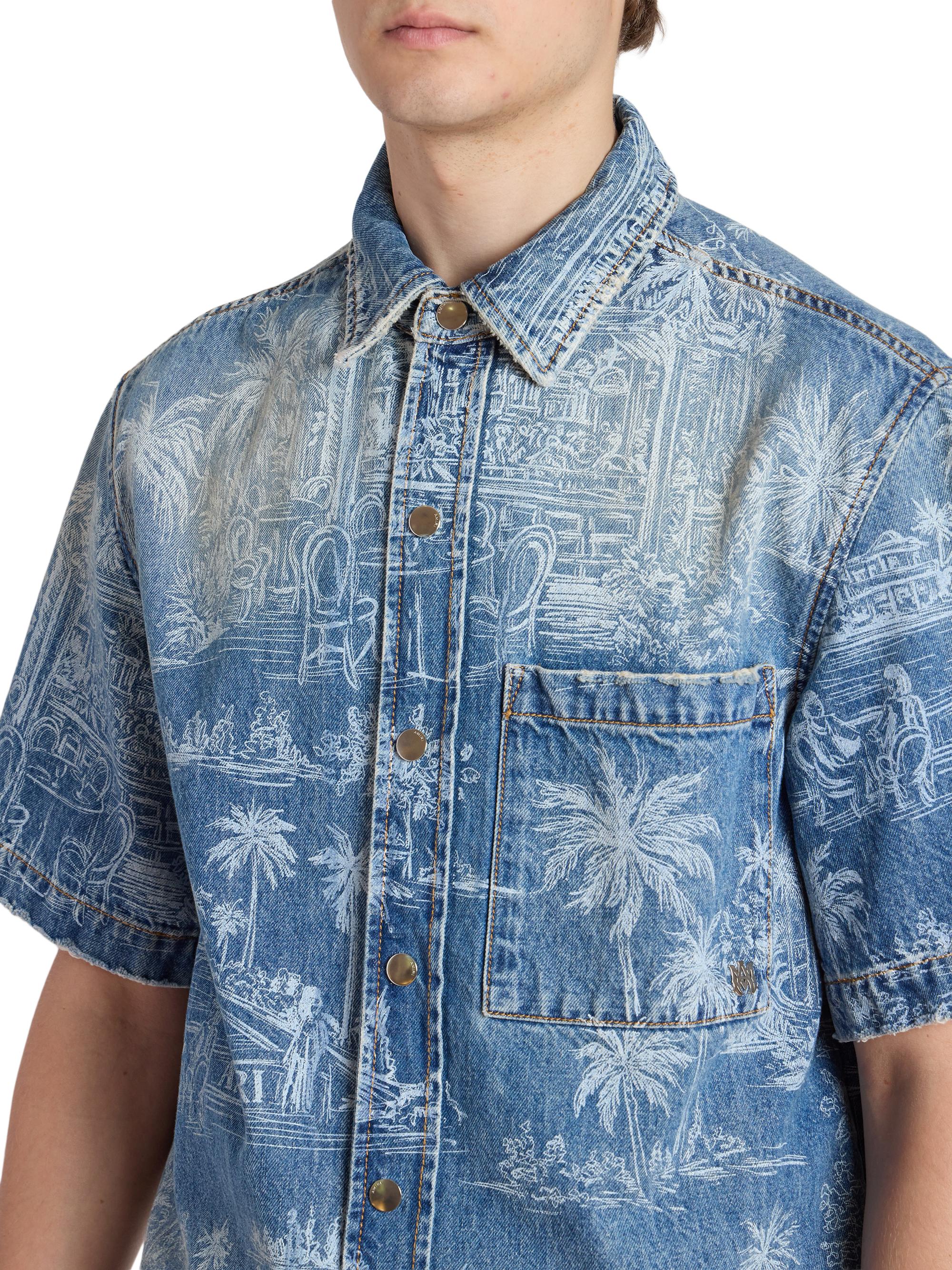2025 美品 アメリヴィンテージ DENIM LIKE PRINT SHIRT Amiri Chateau Palms Denim Shirt | Saks Fifth Avenue
