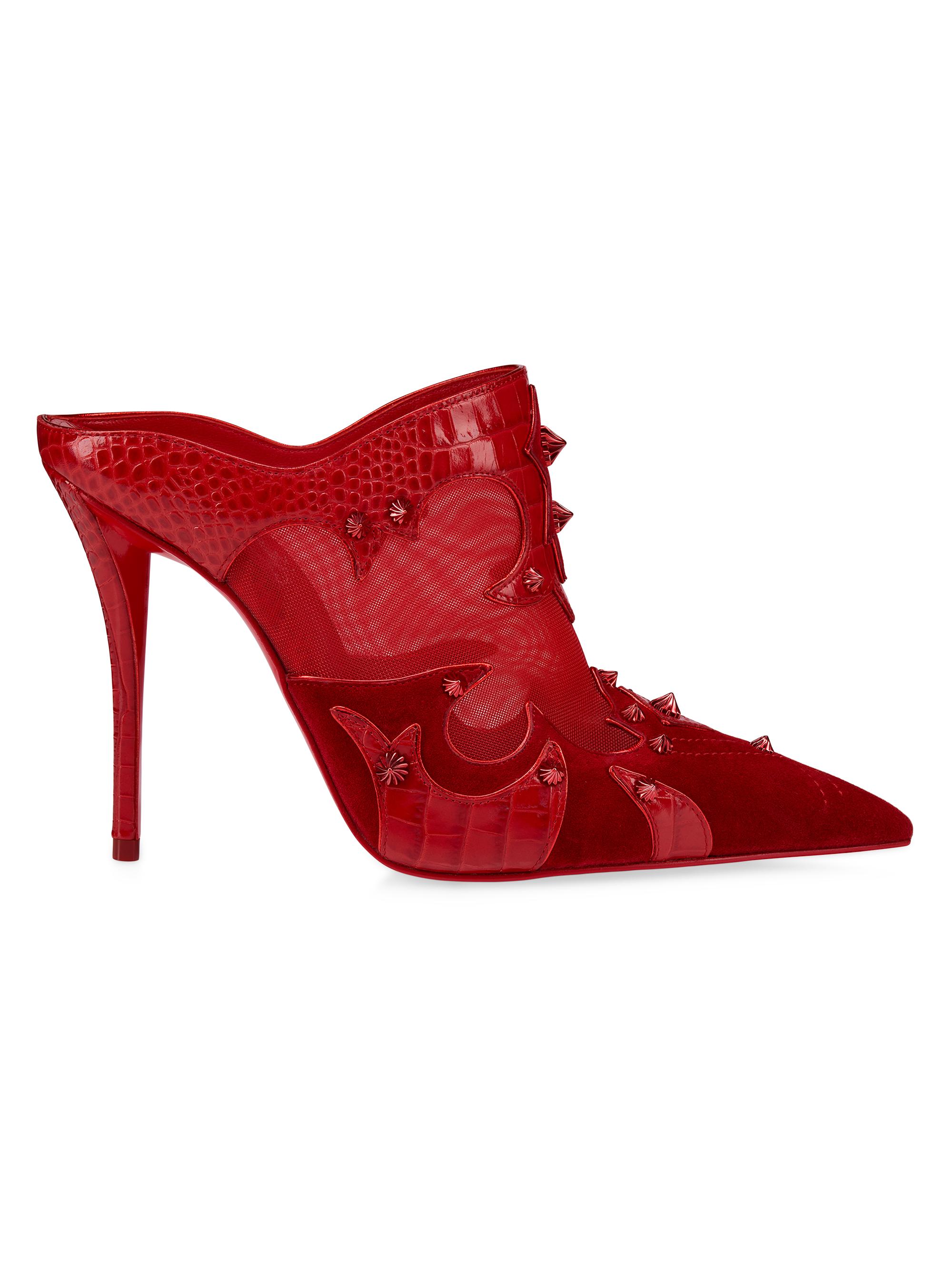 Christian Louboutin Women's Mulatiag 100MM Leather Mule Pumps - Loubi