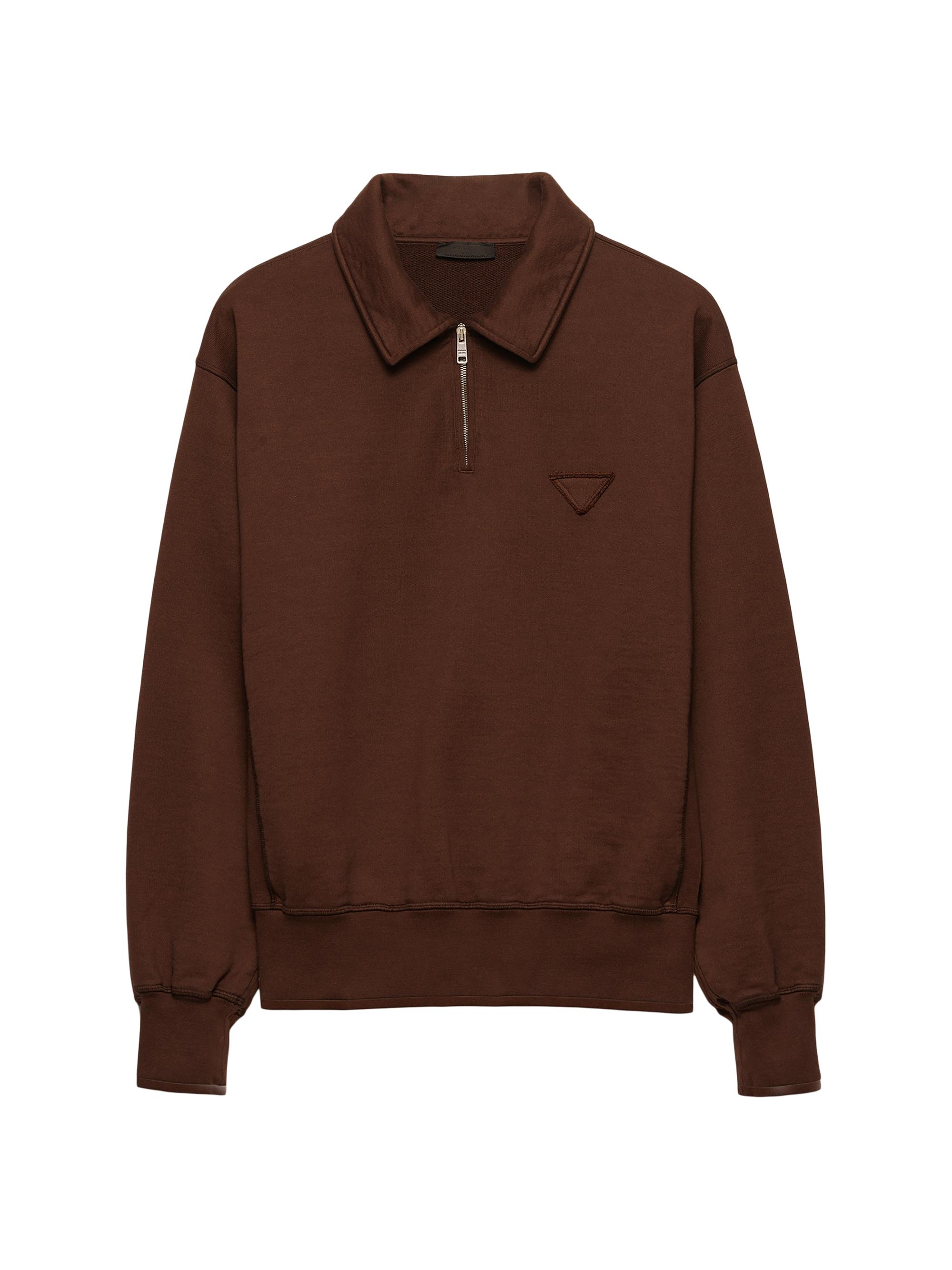 Prada Men's Cotton Fleece Polo Shirt - Brown