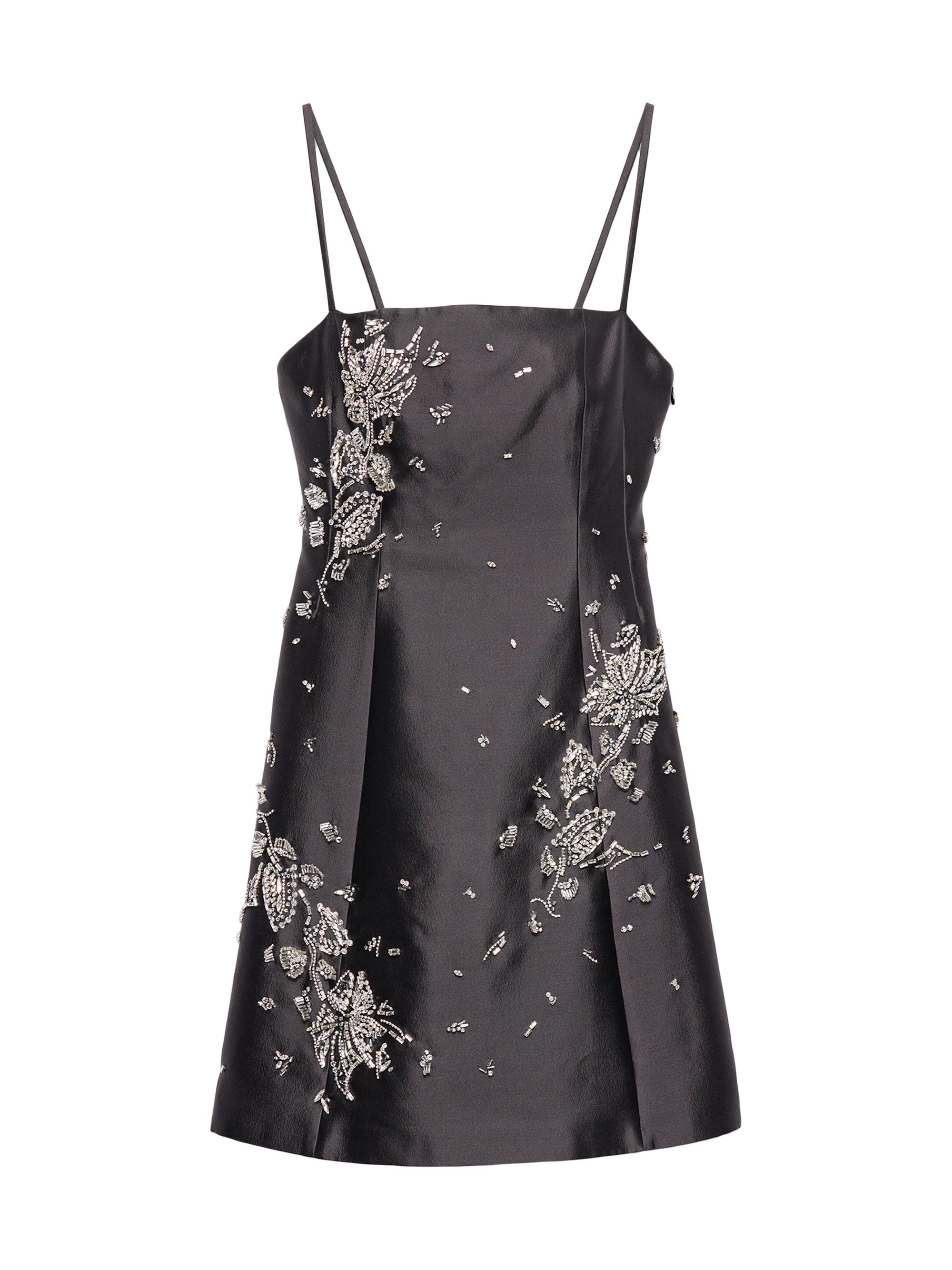 Prada Women's Embroidered Silk and Wool Mini-Dress - Grey - Women's Clothing