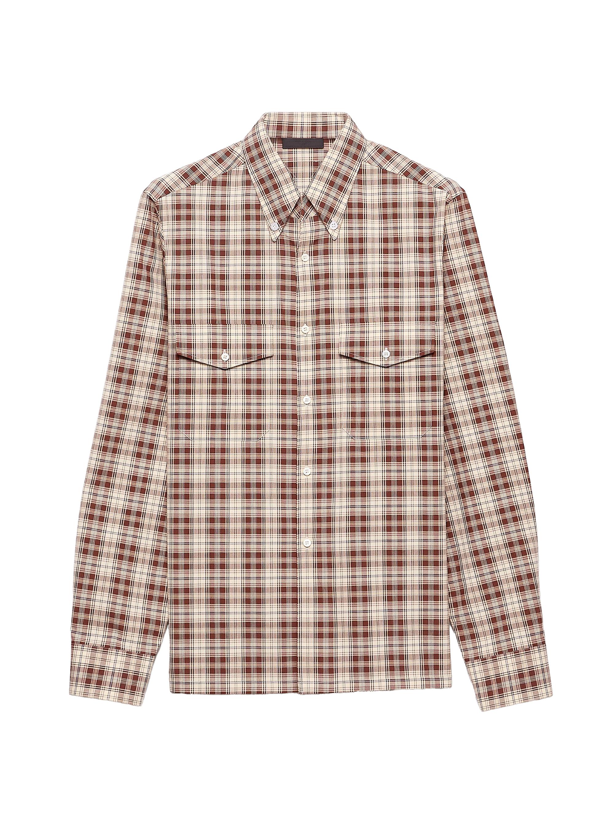 Prada Men's Checked Cotton Button-Down Shirt - Beige Khaki