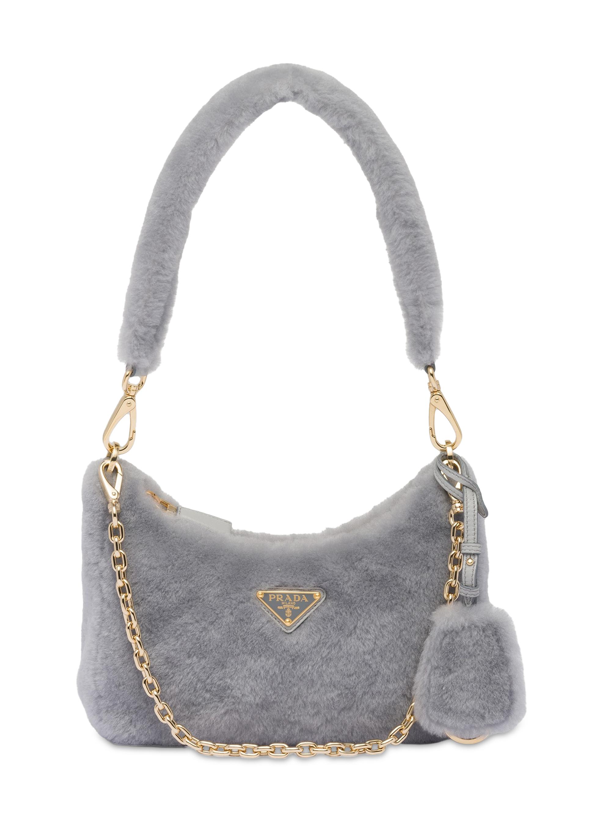 Prada Women's Re-Edition Shearling Mini-Bag - Grey