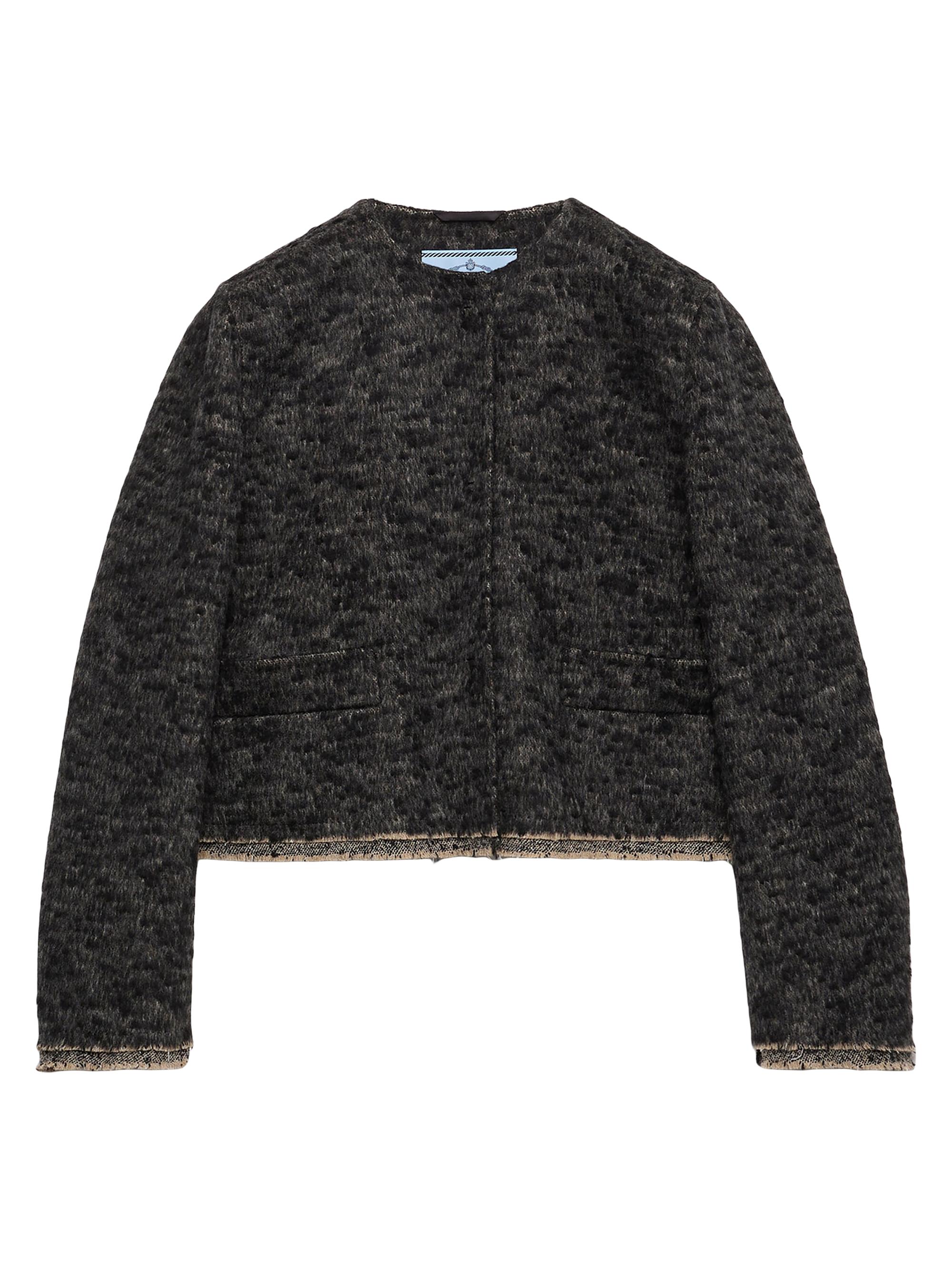 Prada Women's Single-Breasted Double Tweed Jacket - Grey