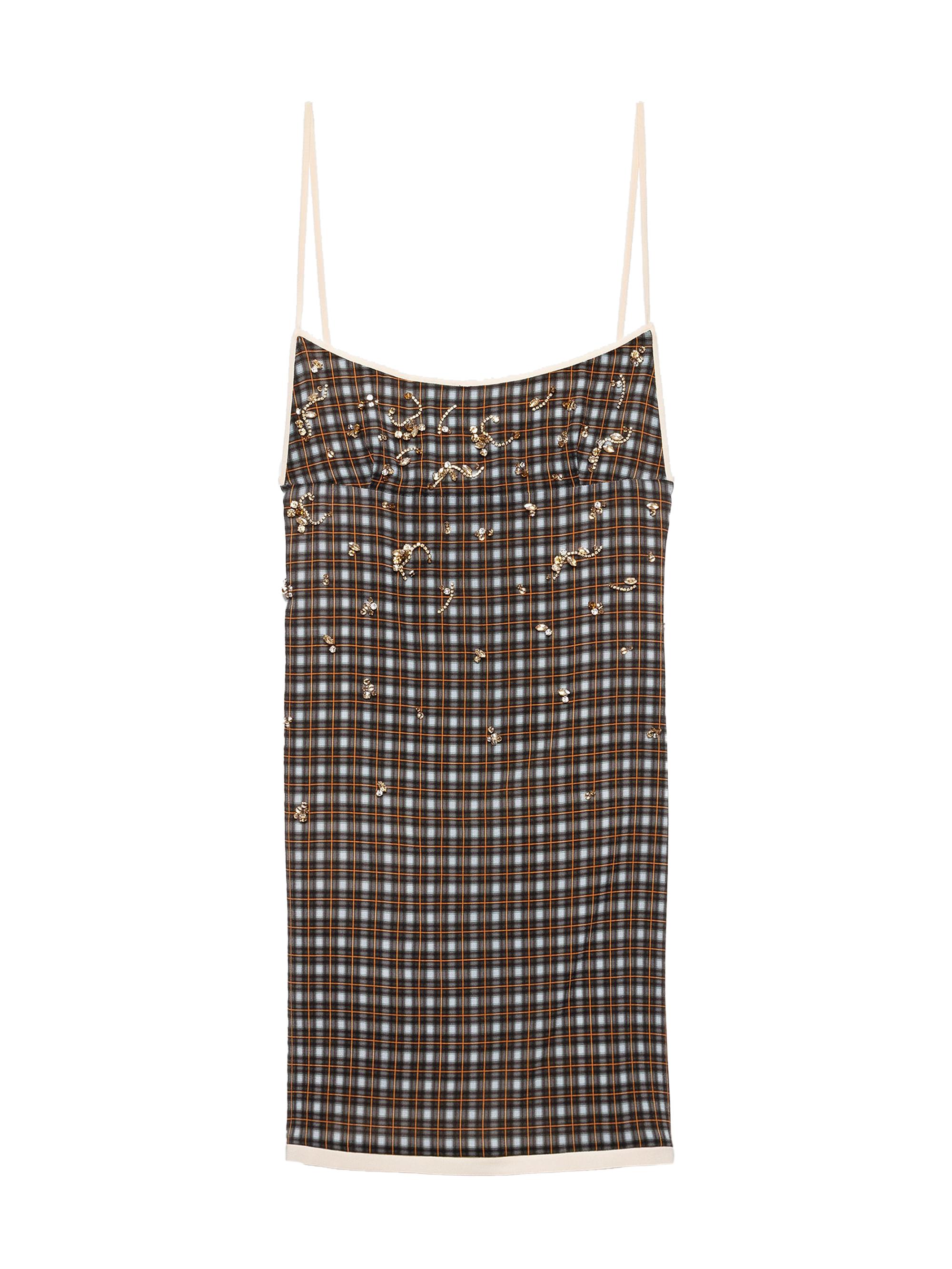 Prada Women's Embellished Checked Georgette Mini-Dress - Green