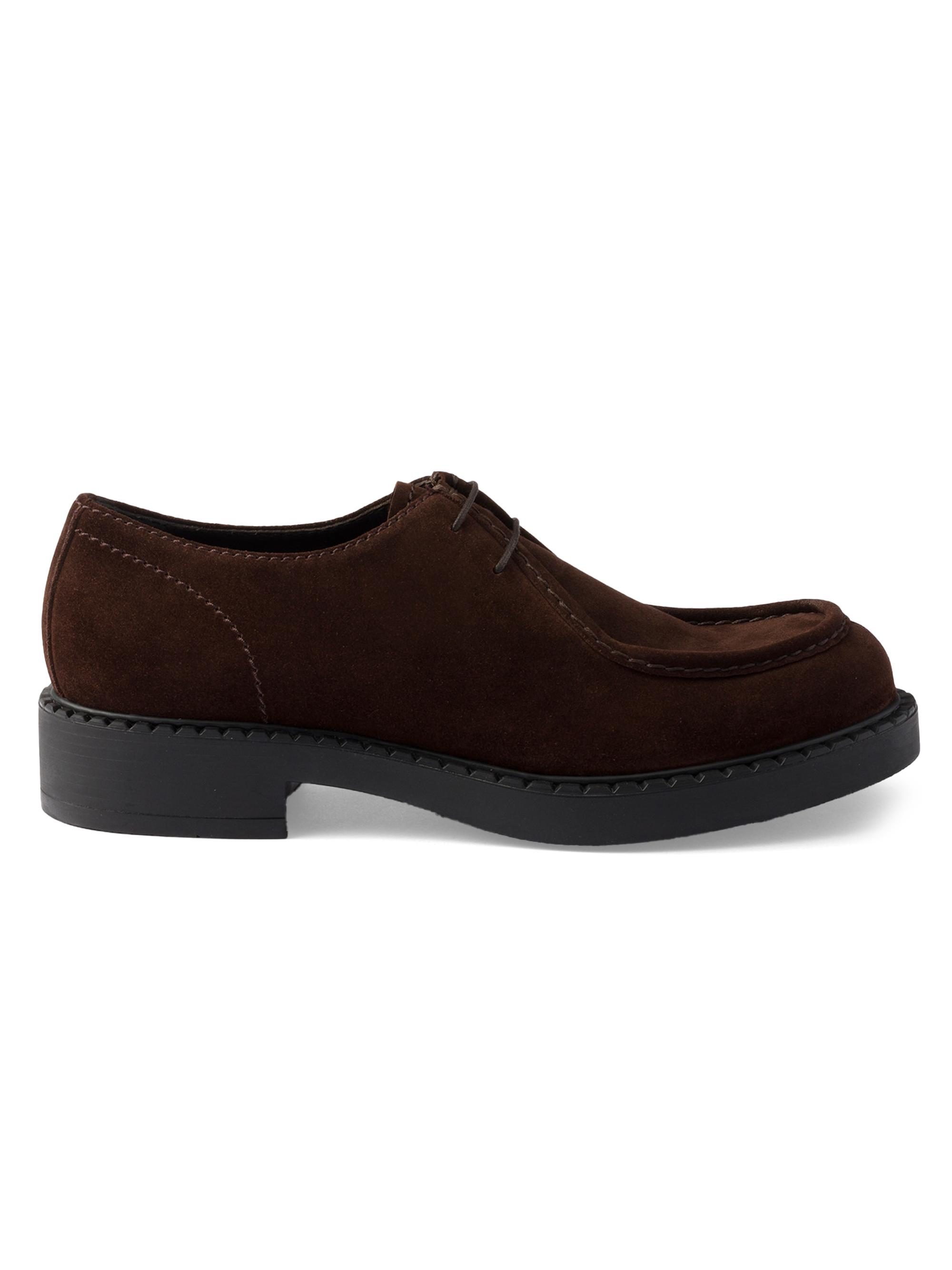 Prada Men's Chocolate Suede Lace-Up Shoes - Brown