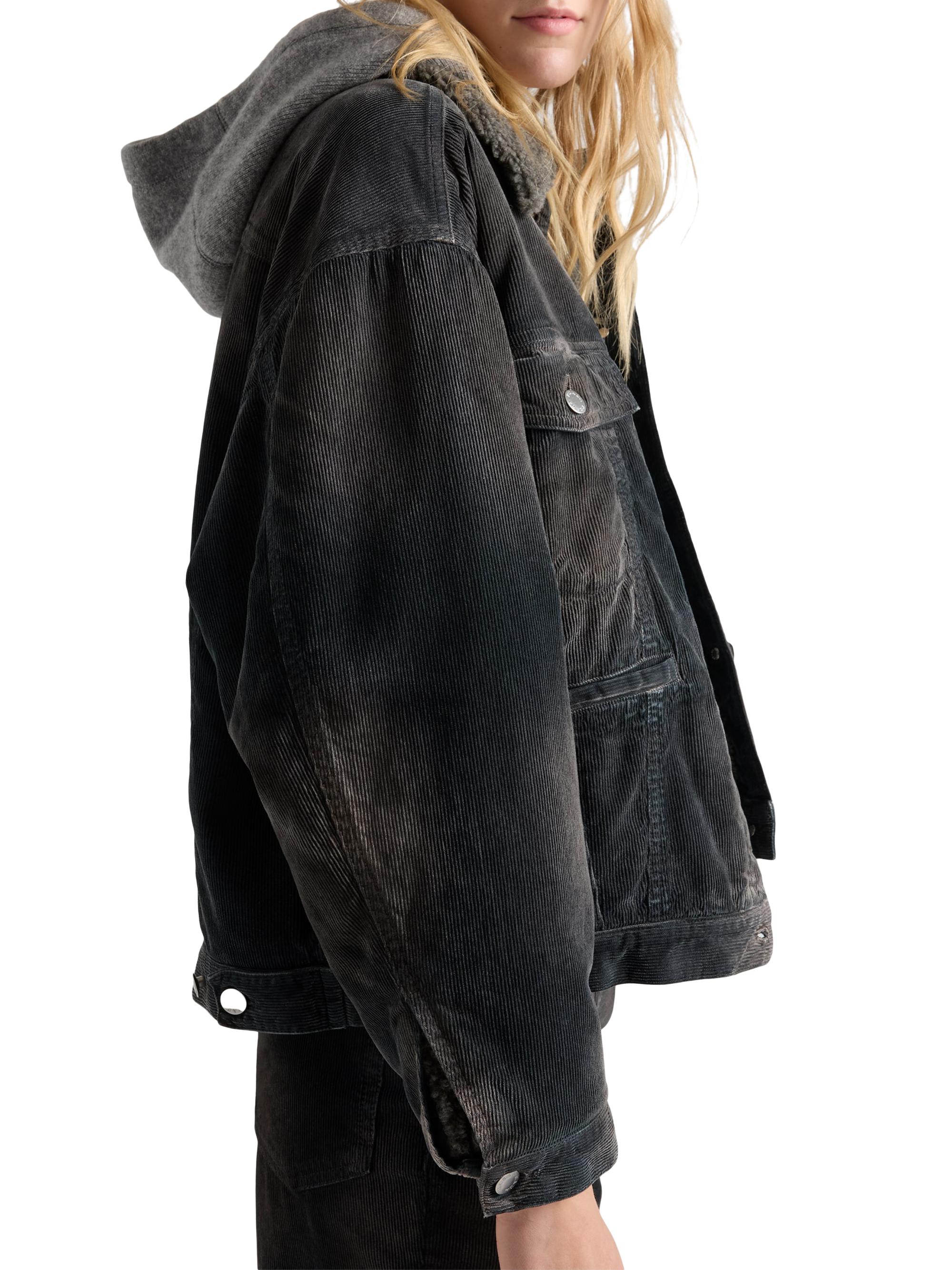 【細身S相当】PRADA ファー付コーデュロイジャケット ベルト付 ブラック Prada Corduroy Blouson Jacket | Saks Fifth Avenue