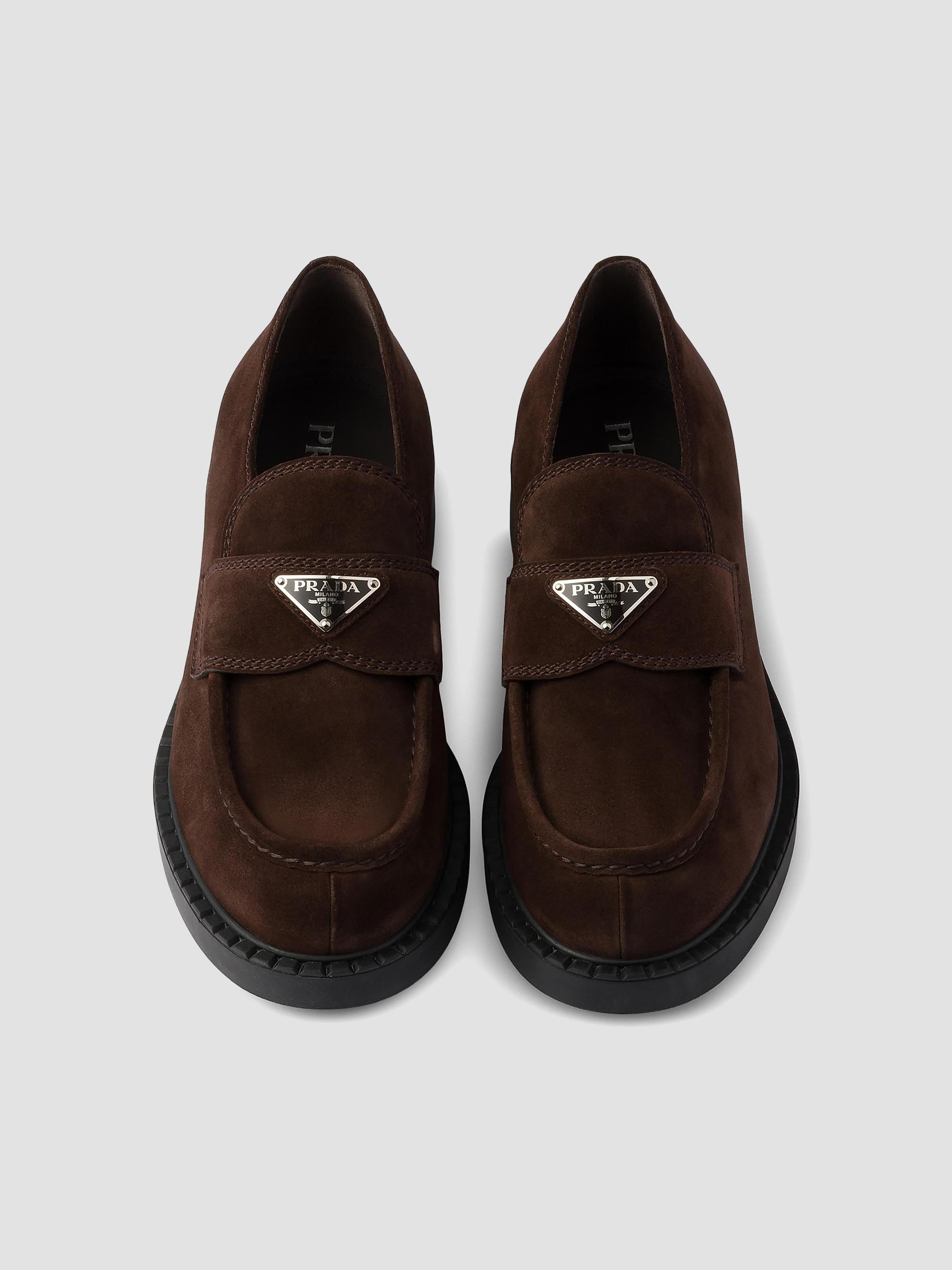 Prada Chocolate Suede Loafers | Saks Fifth Avenue
