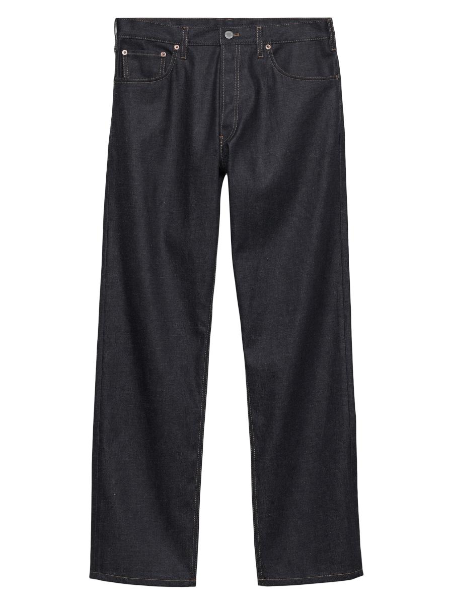 パンツ Arcive PRADA black denims Prada Raw Denim Jeans with Leather Strap | Saks Fifth Avenue
