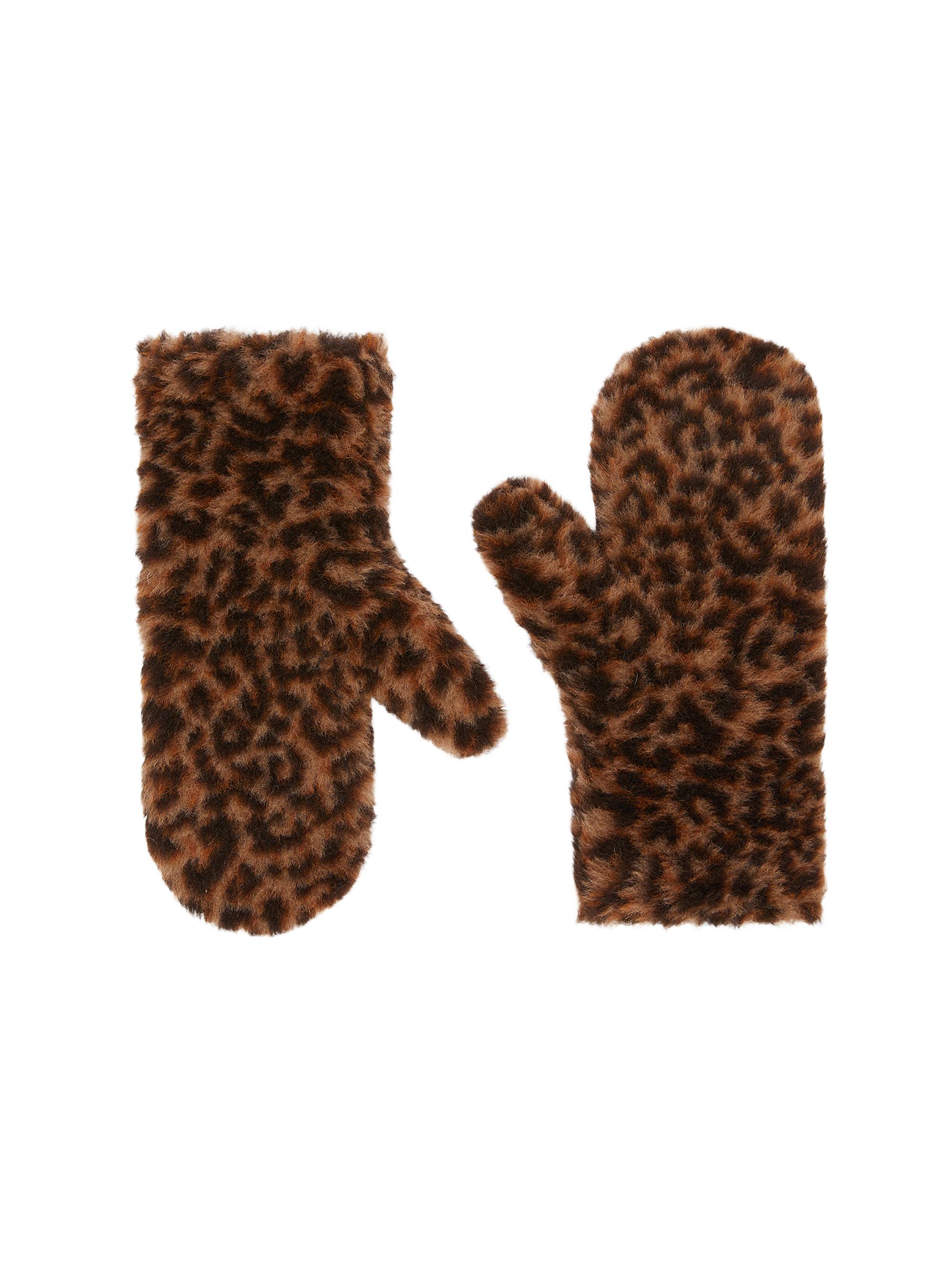 Max Mara Women's Mittens in Jacquard Knit Alpaca and Wool Teddy Fabric - Beige