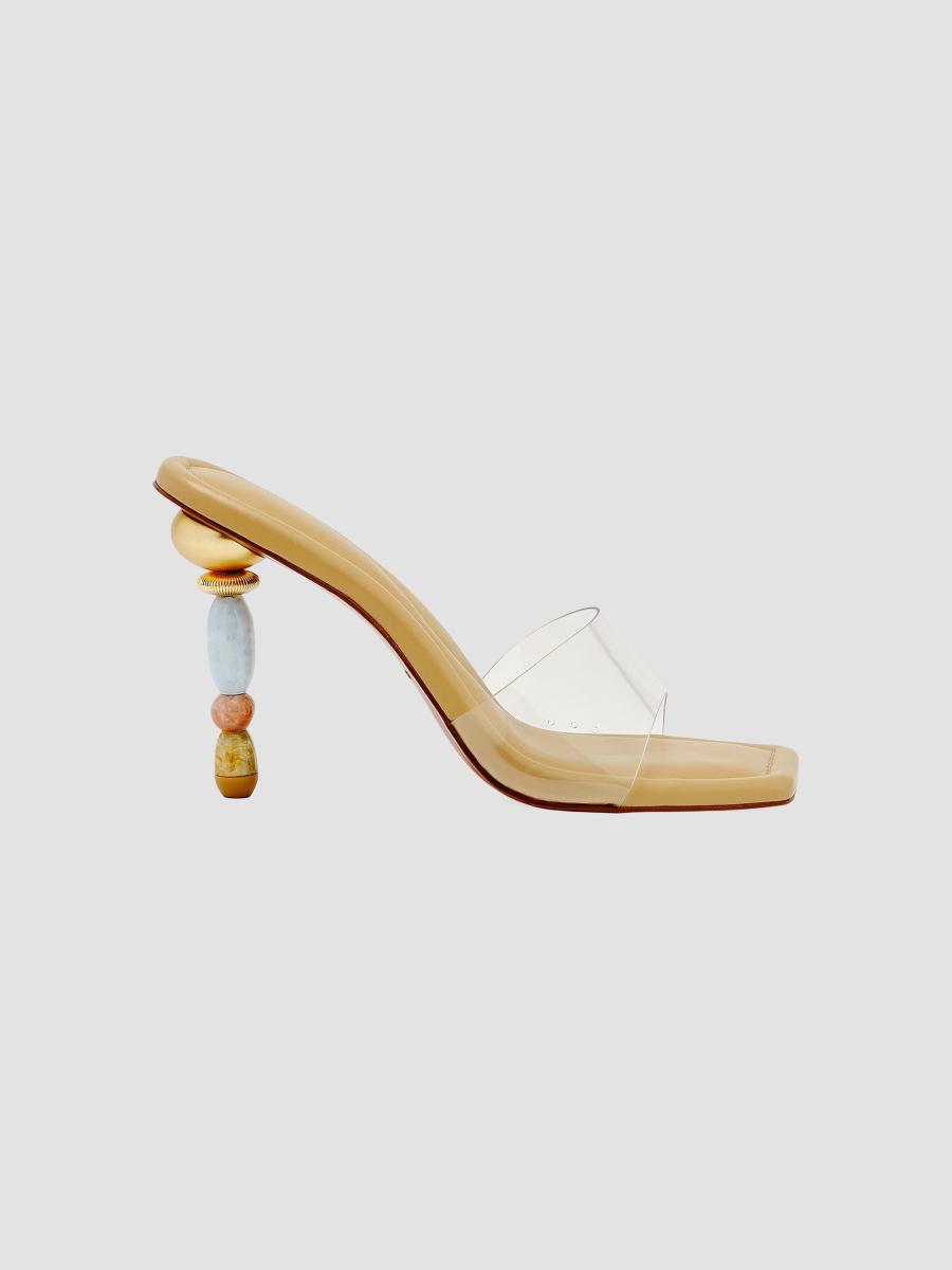 Cult Gaia Mahina 100MM Beaded-Heel Leather Sandals | Saks Fifth Avenue