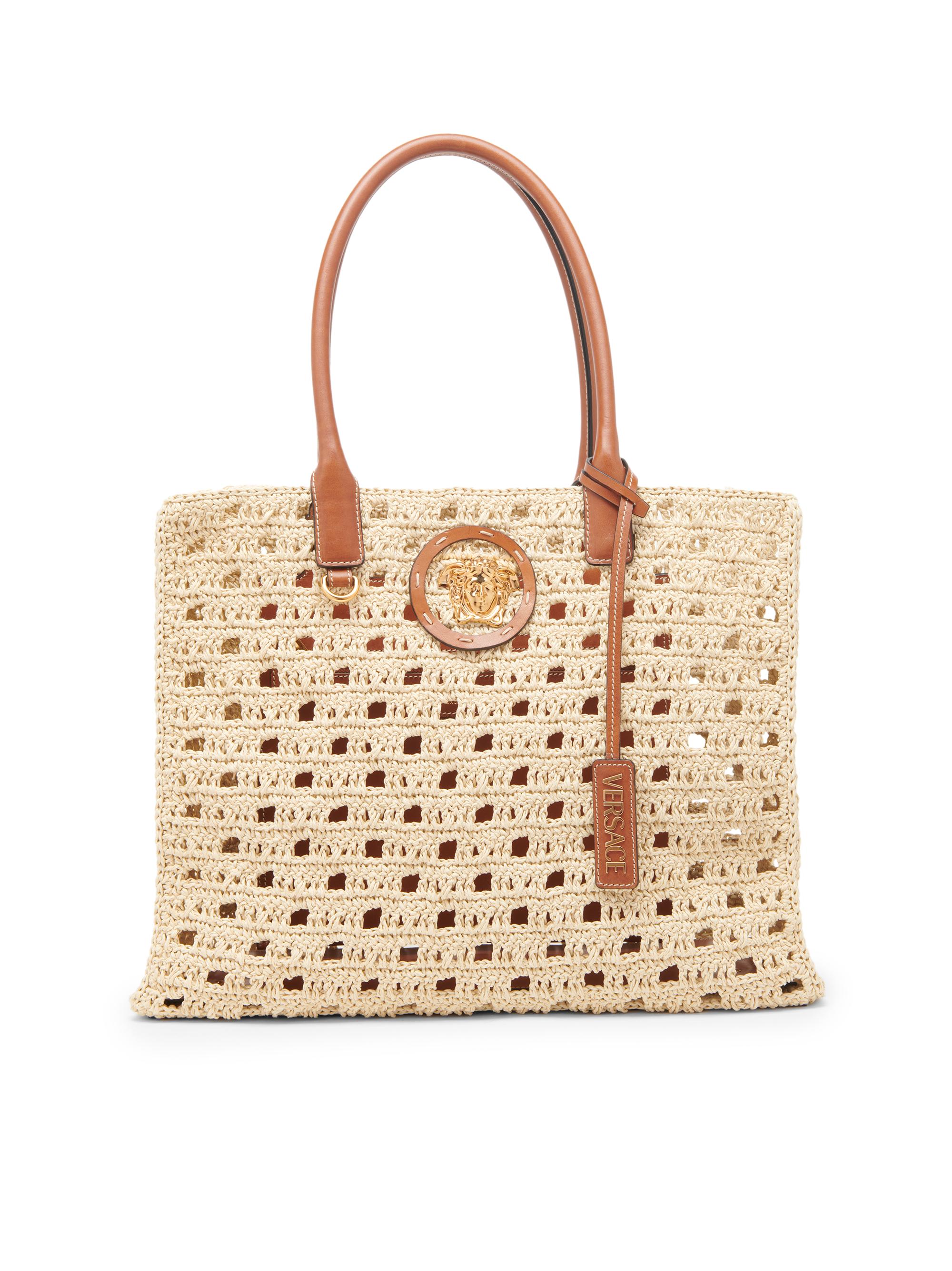 Versace Women's Crochet Medusa Tote Bag - Natural Ambrer  Gold