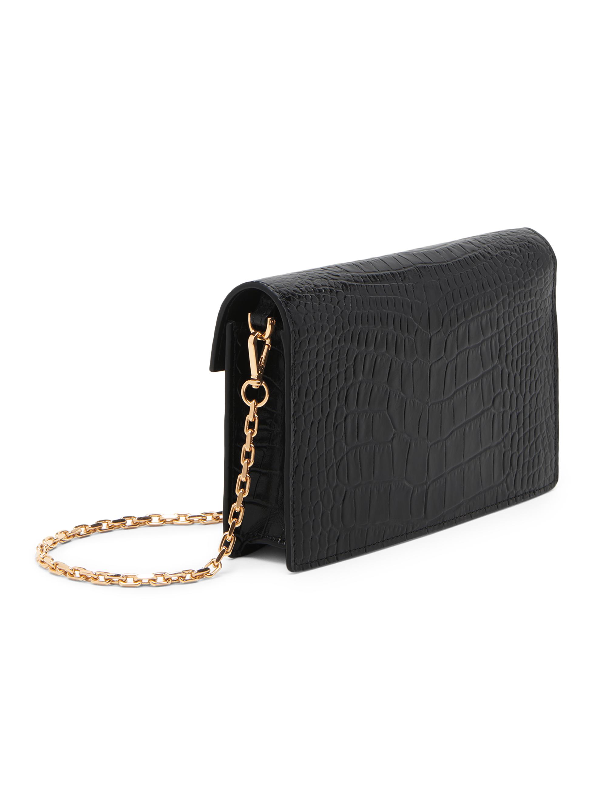 Versace Croc-Embossed Leather Wallet-On-Chain Shoulder Bag | Saks