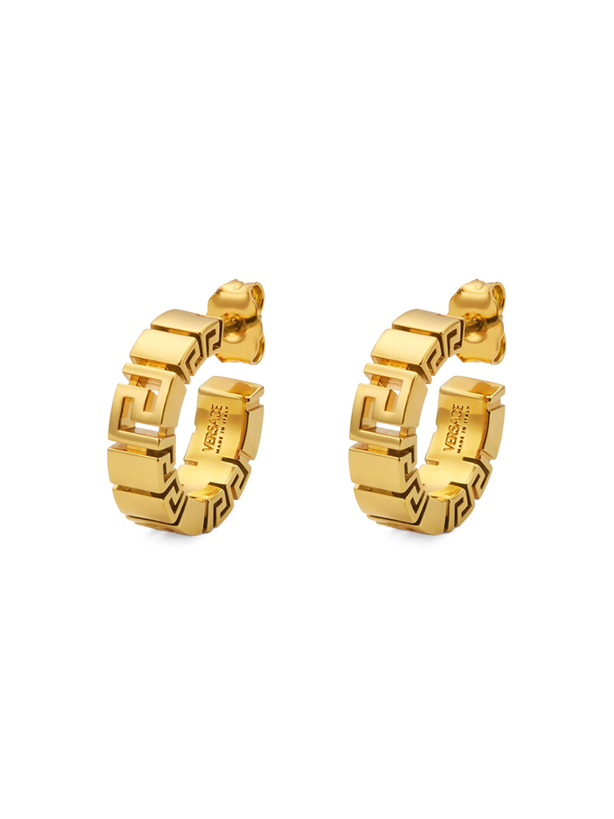 Versace Goldtone Greca & Medusa Head Hoop Earrings | Saks Fifth Avenue