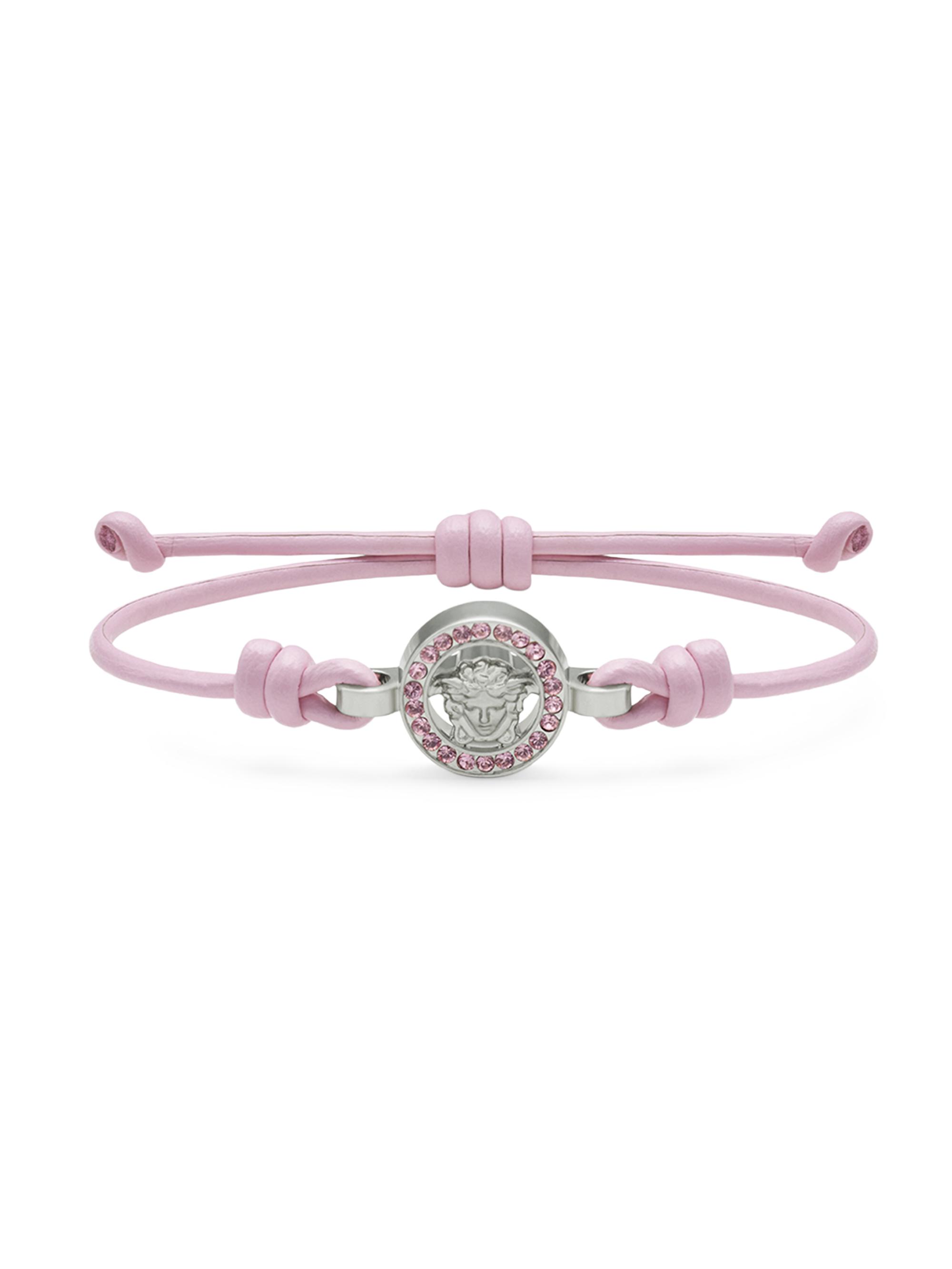 Versace Women's Leather, Metal & Strass Bracelet - Pastel Pink Palladium