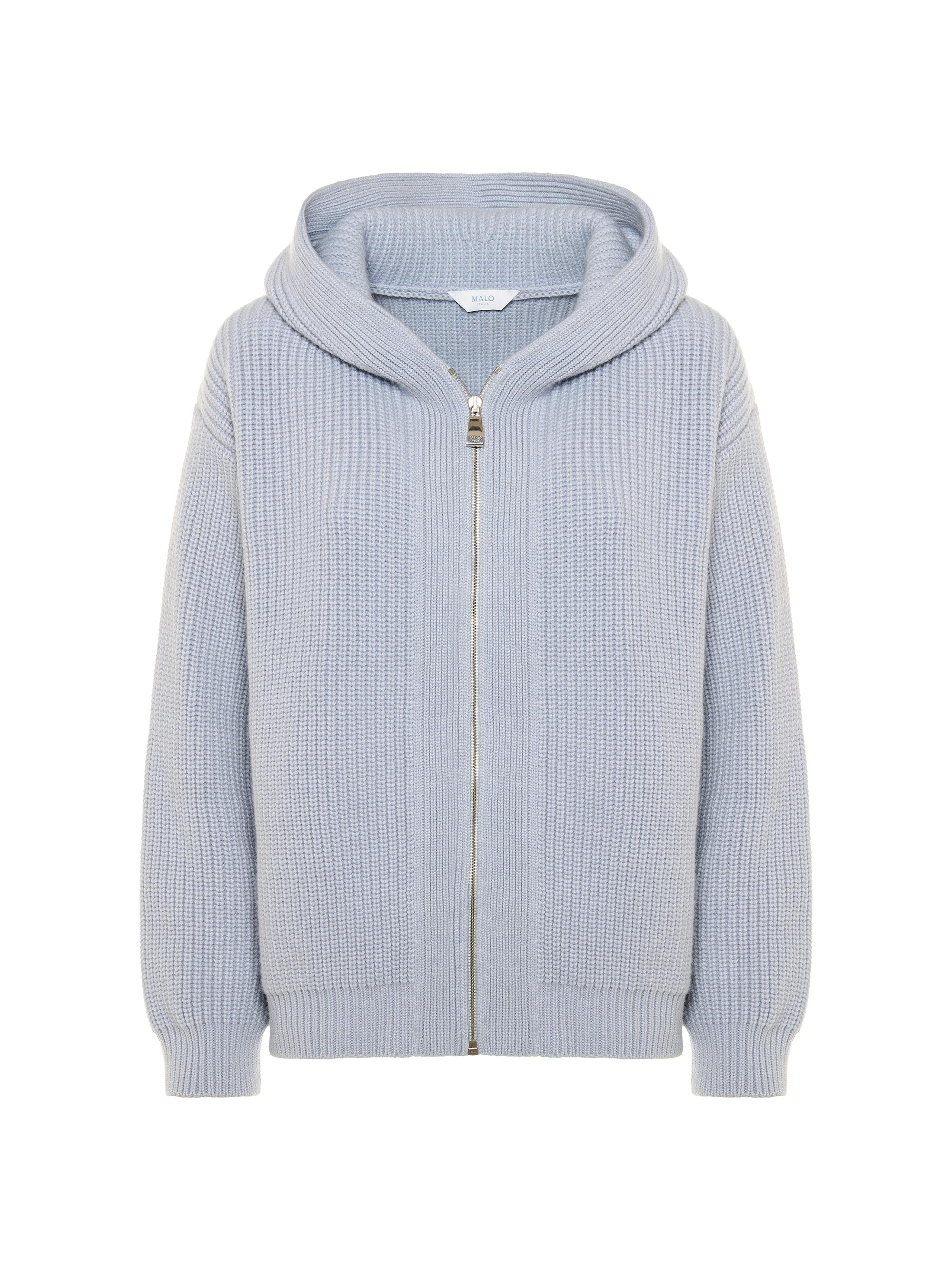 Malo Women's Gemma Cashmere Bomber Hoodie - Sea Grey