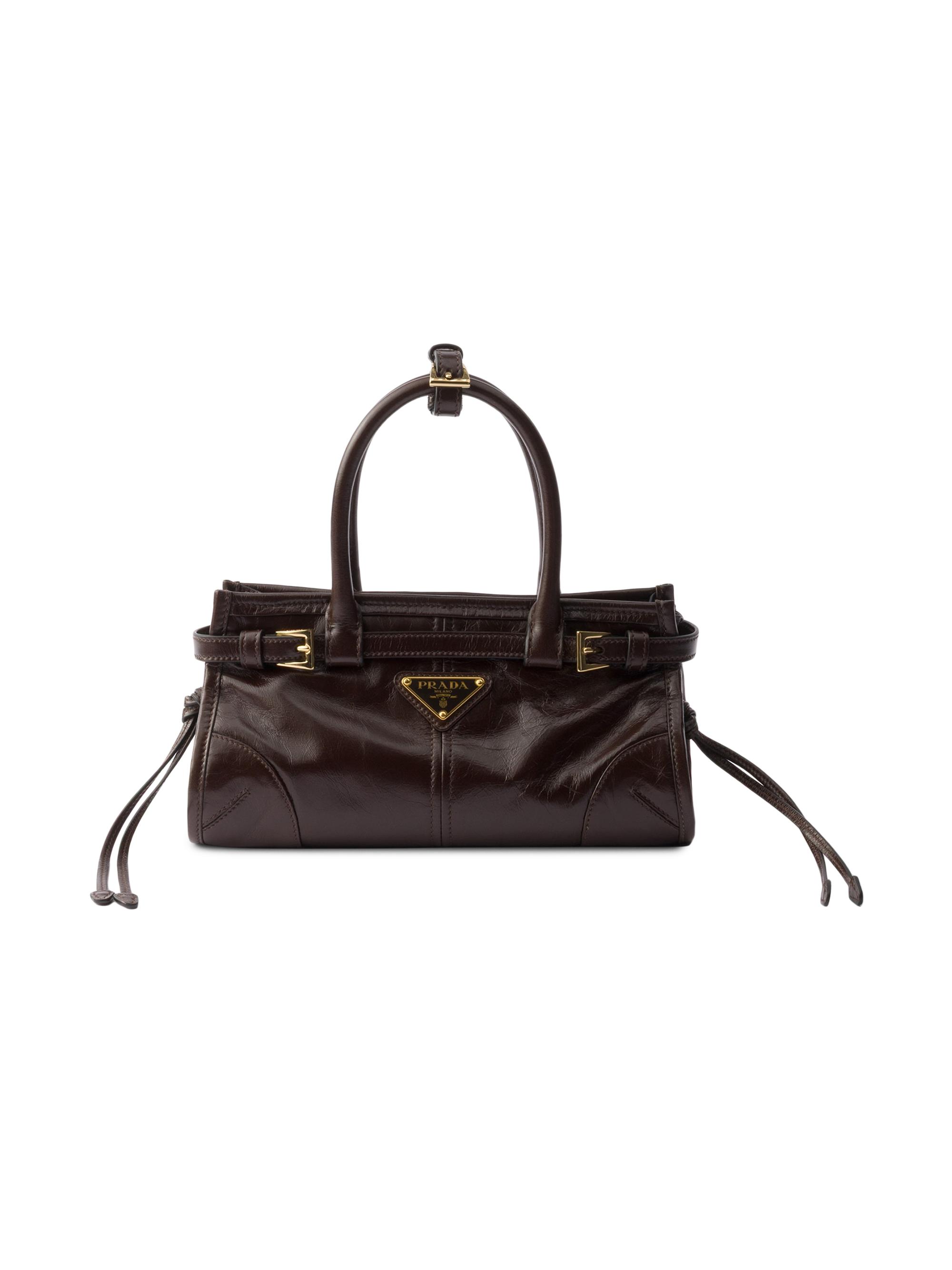 Prada Women's Bonnie Leather Mini Top Handle Bag - Brown