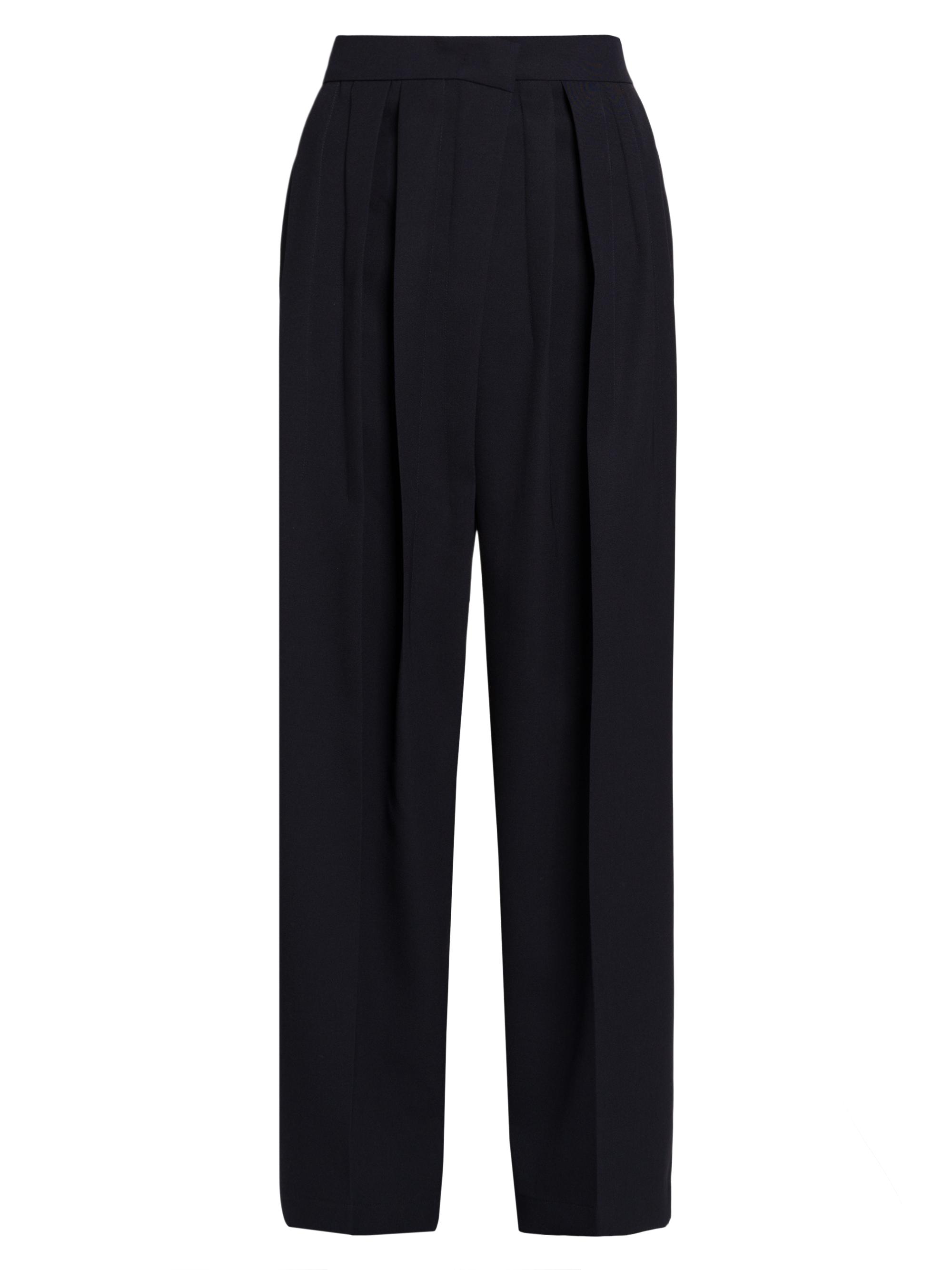 Jil Sander Women's Pleated Wool Gabardine Trousers - Navy