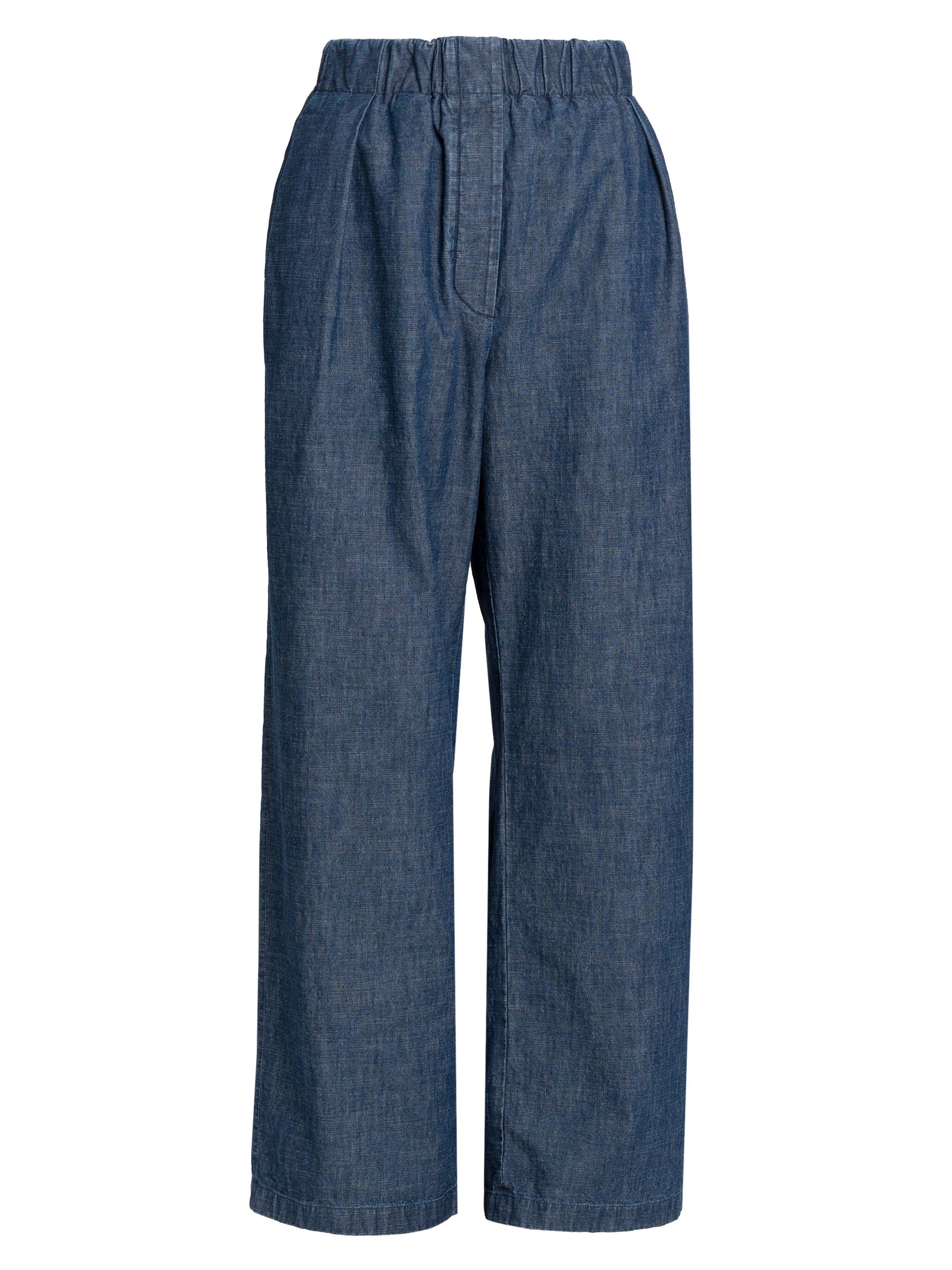Jil Sander Women's Cotton Chambray Relaxed-Fit Trousers - Indigo