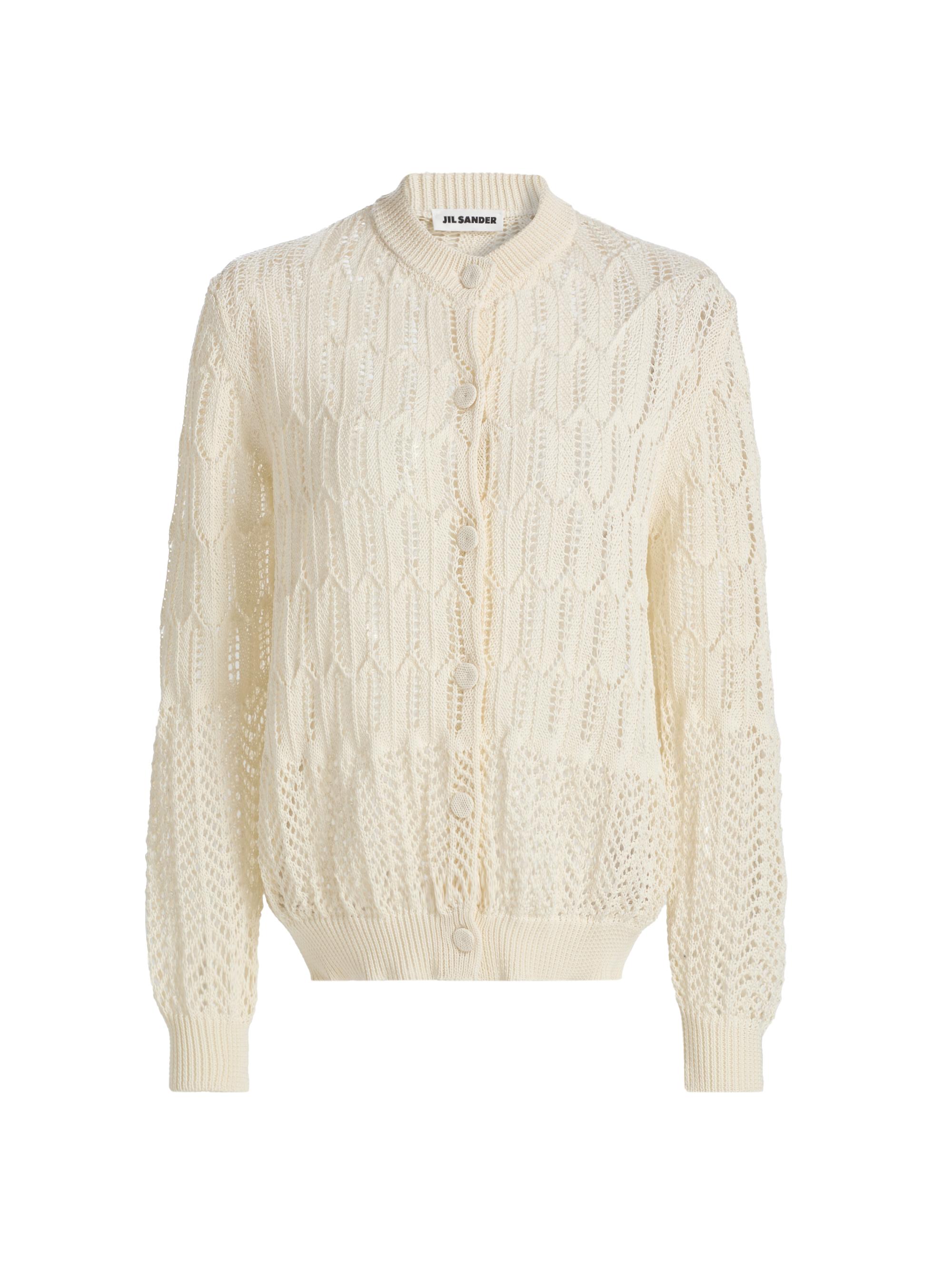 Jil Sander Women's Open-Knit Cotton Cardigan - Eggshell