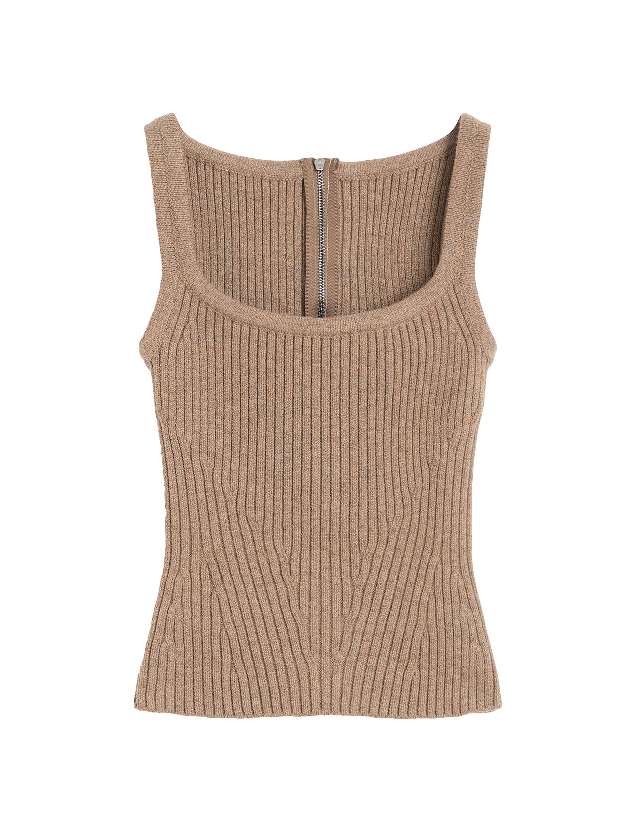 Max Mara Women's Wool and Cashmere Yarn Top - Hazelnut Brown
