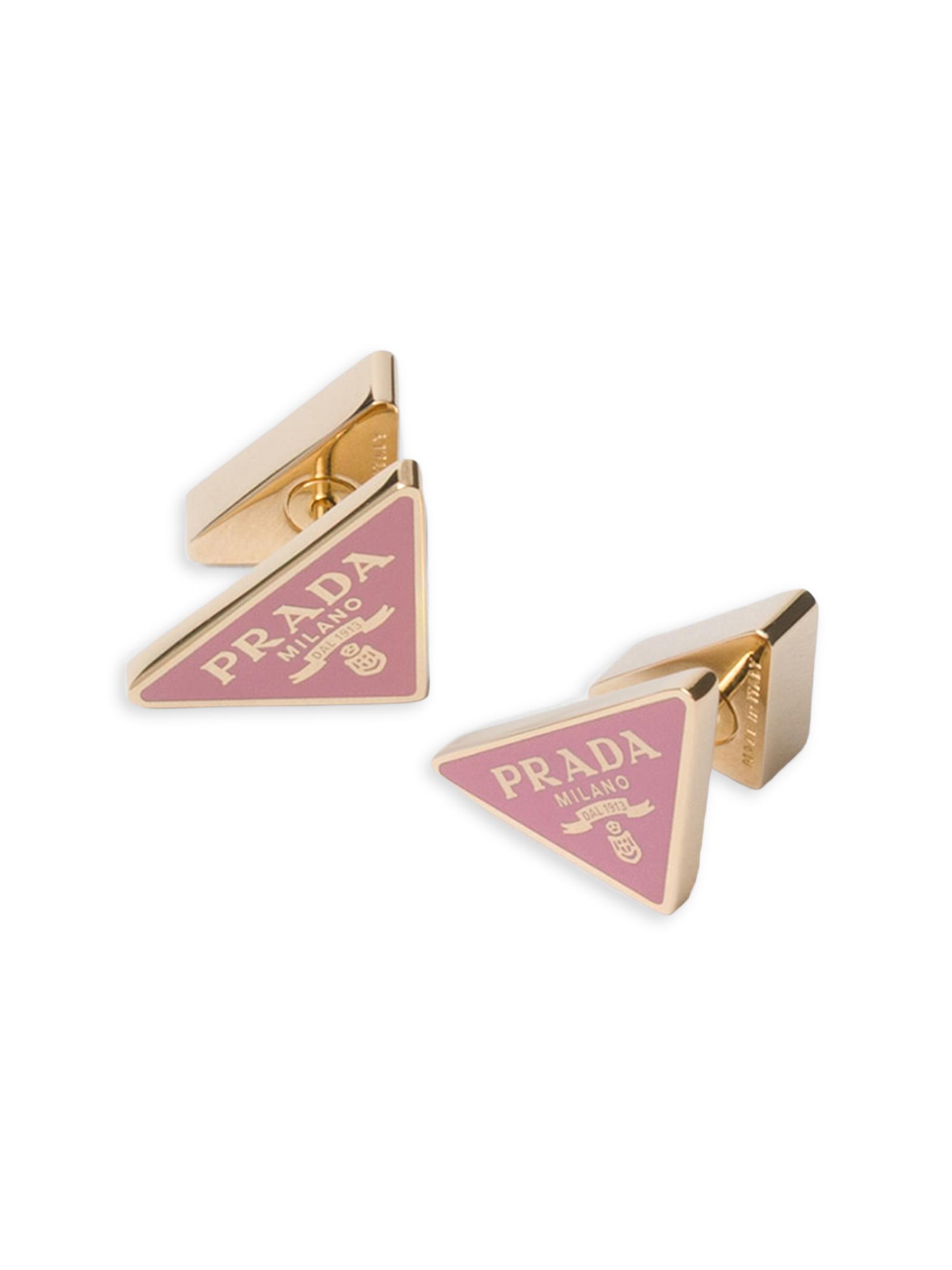 Prada Women's Enameled Metal Earrings - Pink Gold
