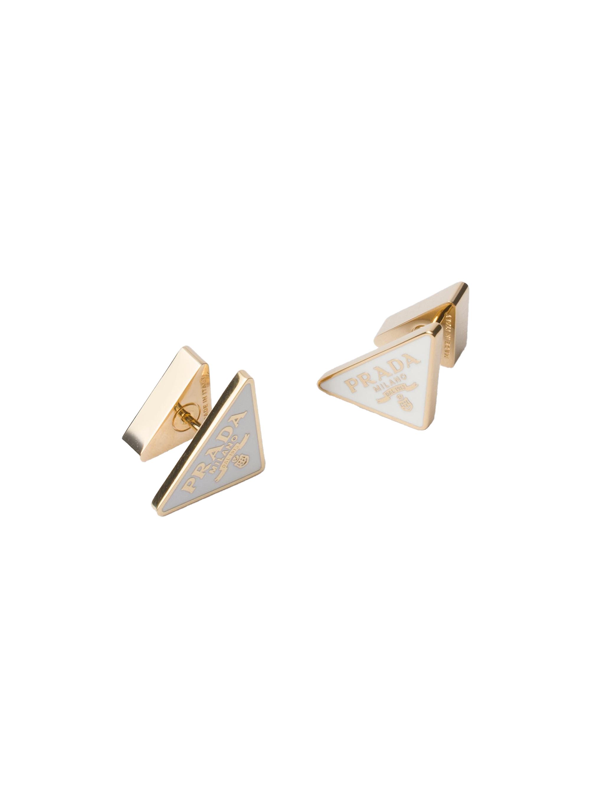Prada Women's Enameled Metal Earrings - White Gold