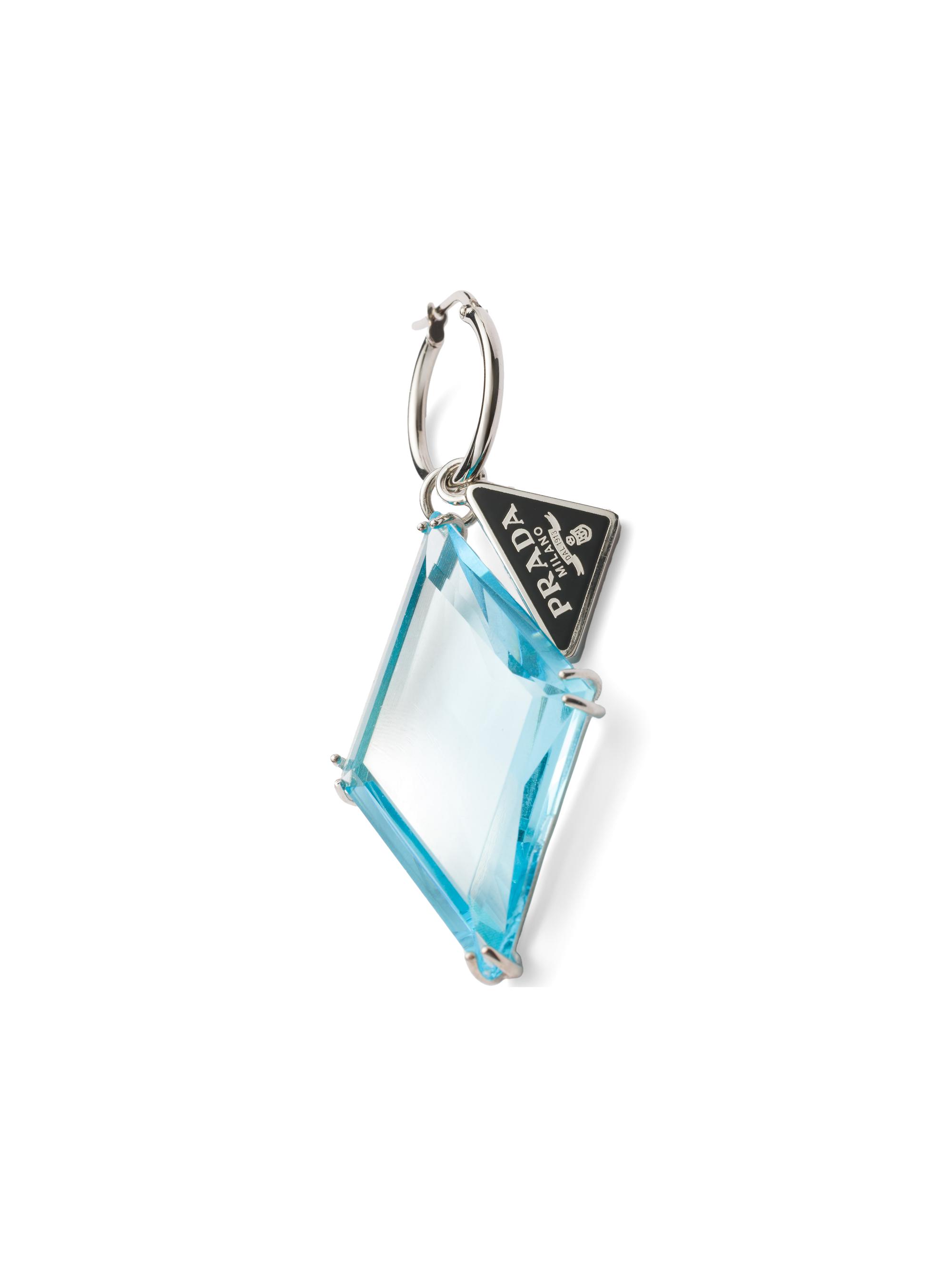 Prada Silver and Blue Crystal Earrings Prada Metal and Glass Earrings | Saks Fifth Avenue main image 2