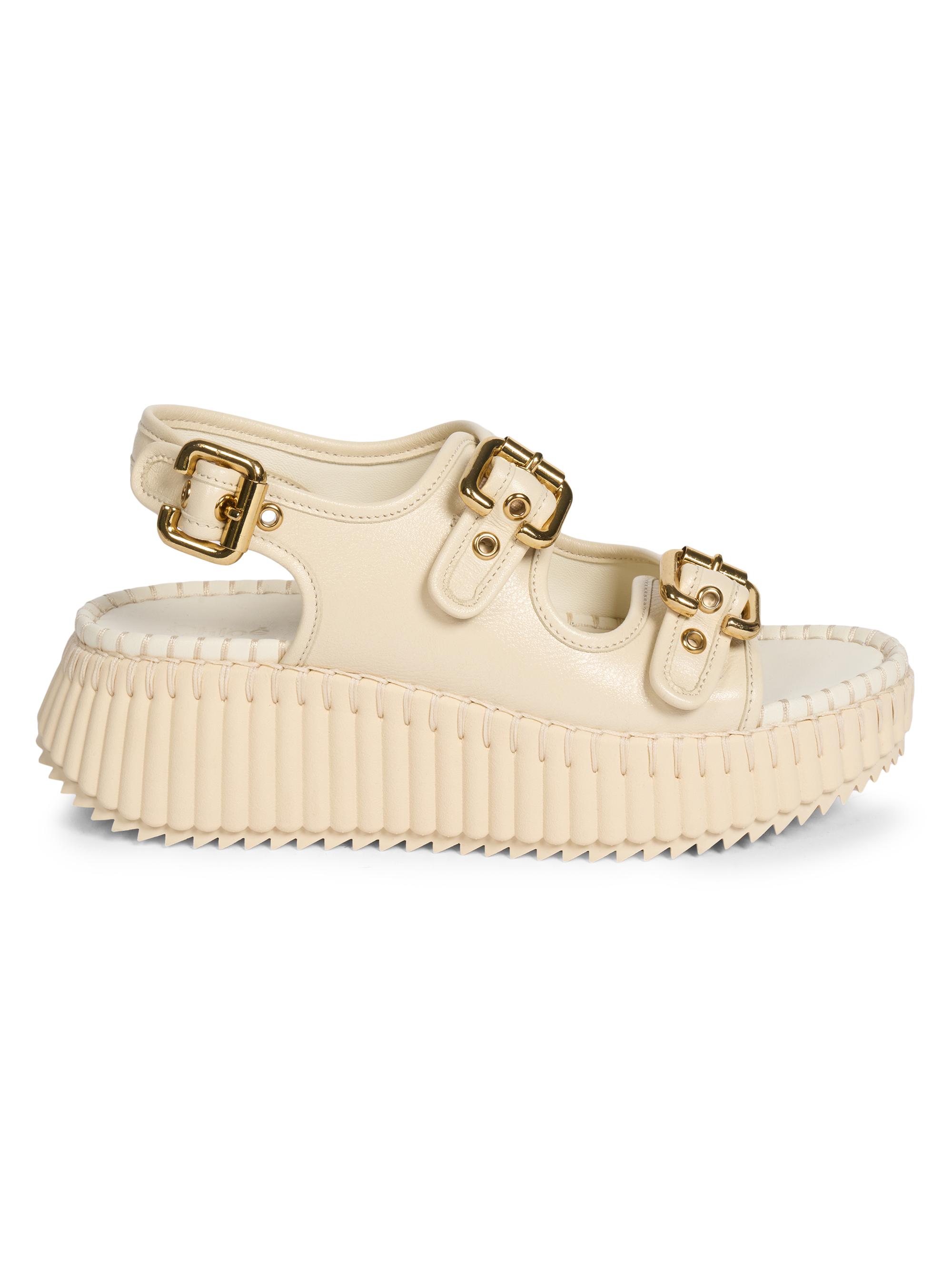 Chloé Women's Nama 50MM Suede Flatform Sandals - Eggshell