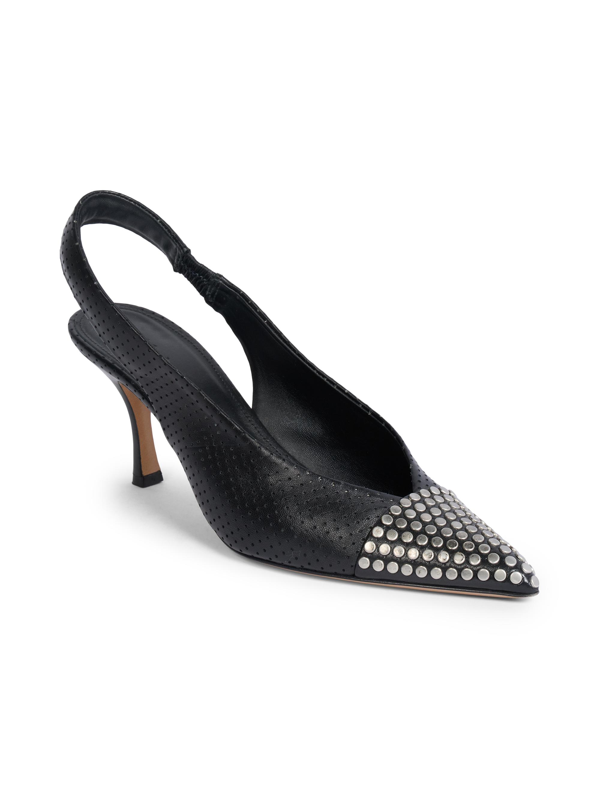 Alba Studded Leather Slingback Pumps