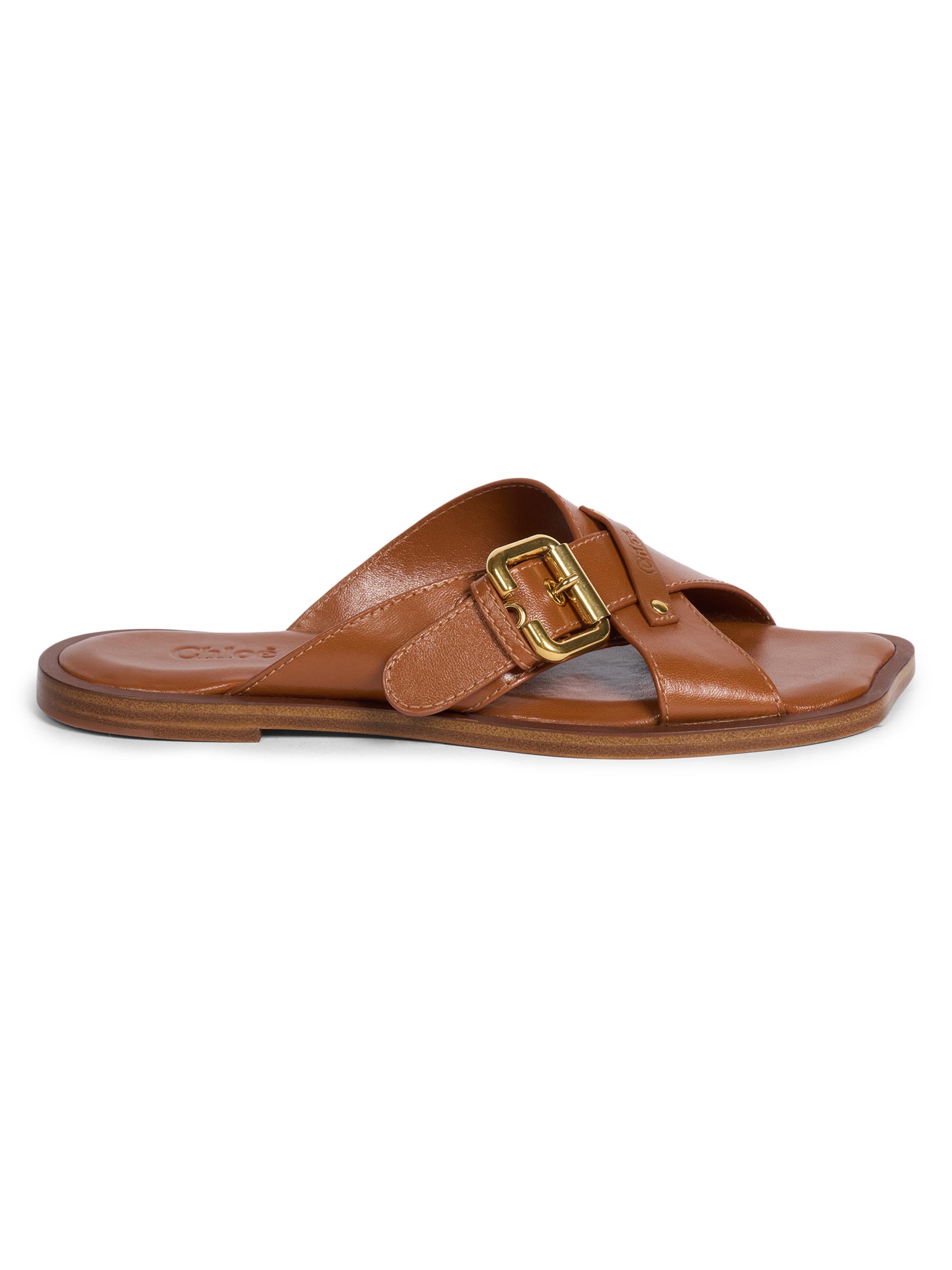 Buckled Crisscross Leather Sandals