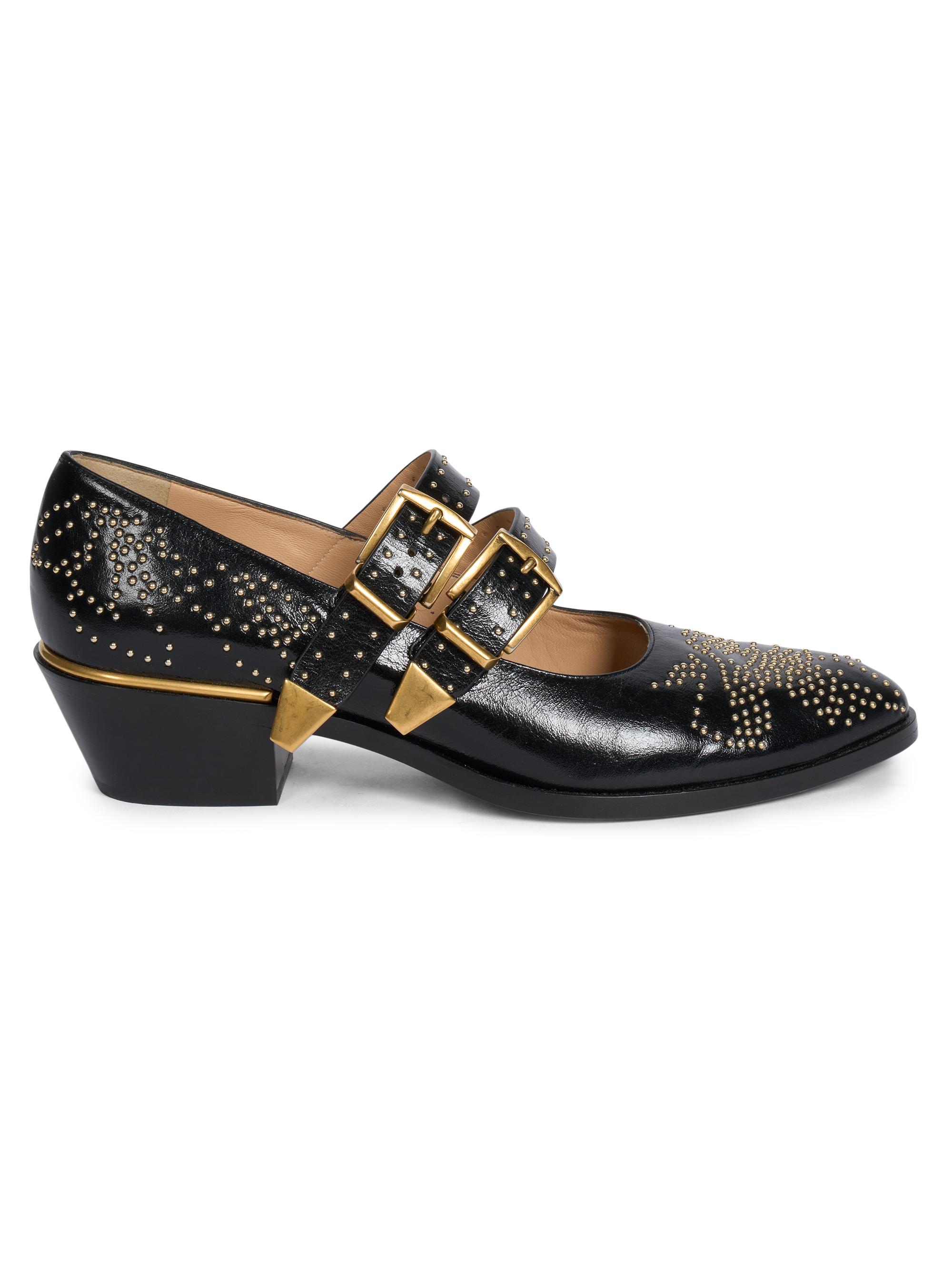 Chloé Women's Susan Stud-Embellished Leather Mary Janes - Black