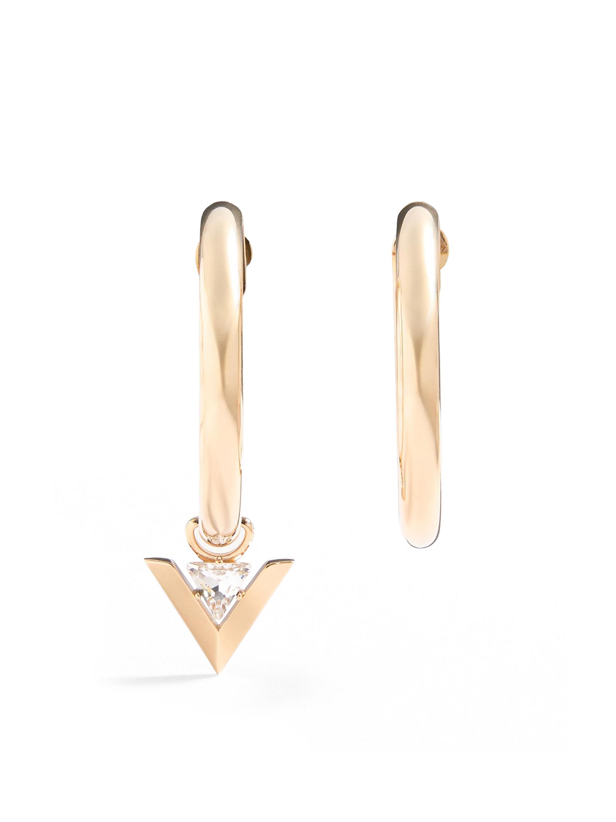 Valentino Garavani Women's Je Les V Metal and Crystal Hoop Earrings - Gold Crystal