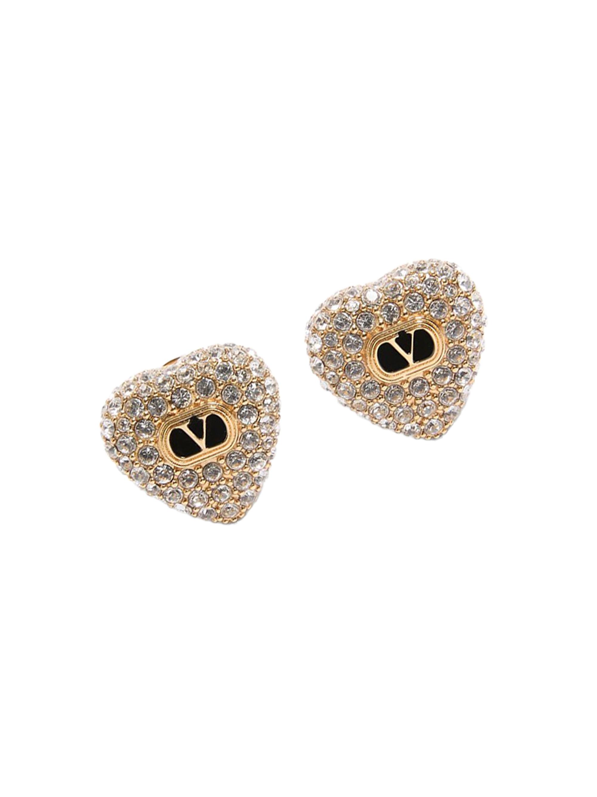 Valentino Garavani Women's Coeur Royal Earrings in Metal, Enamel and Swarovski Crystals - Gold Crystal