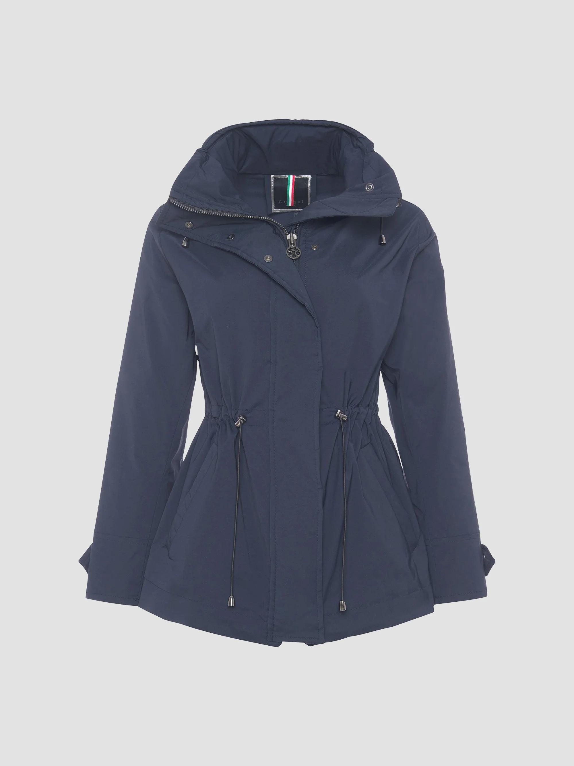 Gorski Women's Lightweight Jacket with Concealed Hood - Navy - Size XL