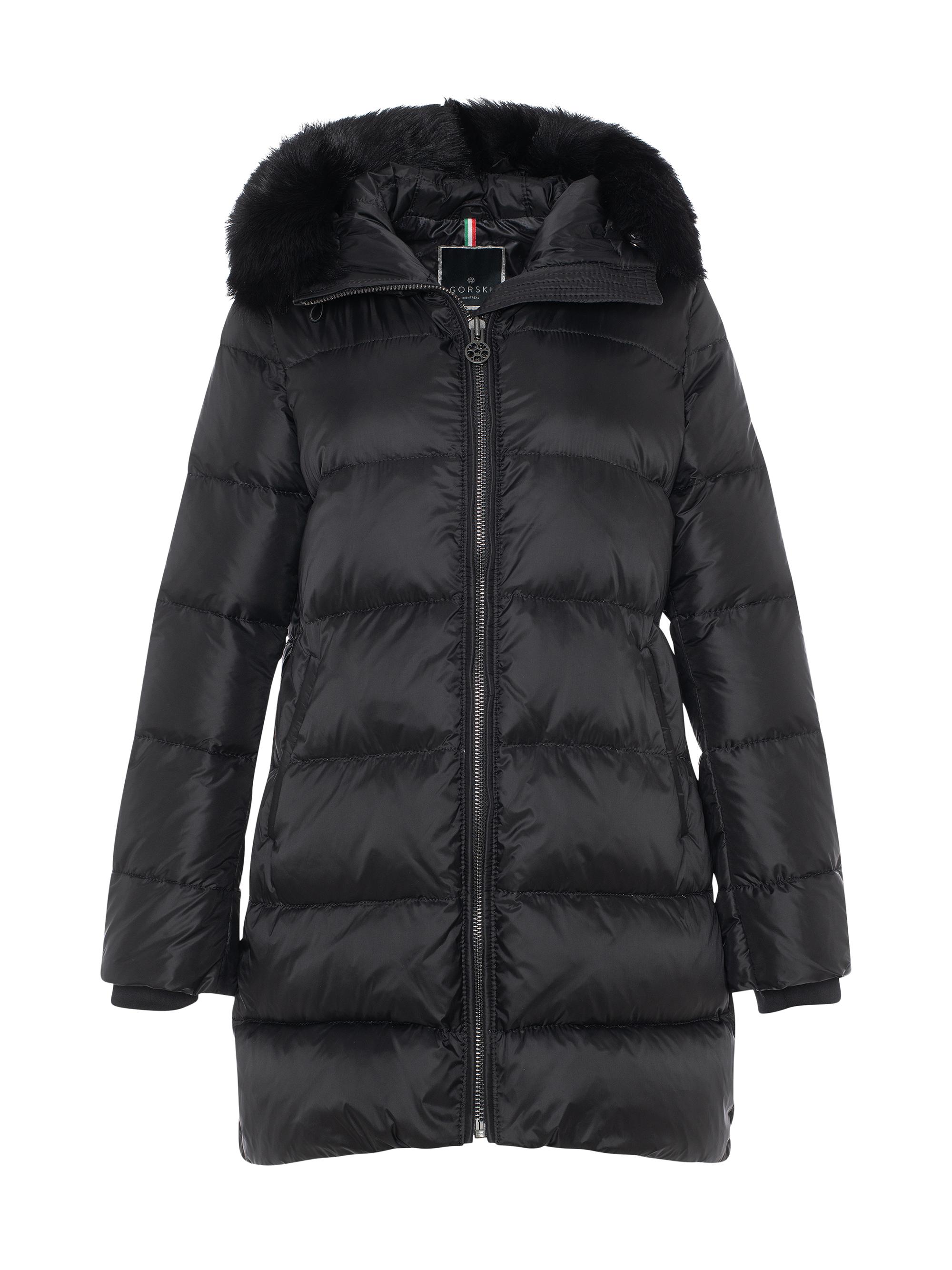 Gorski Women's Apres-Ski Jacket with Detachable Toscana Lamb Hood Trim - Black | Thumbnail 7
